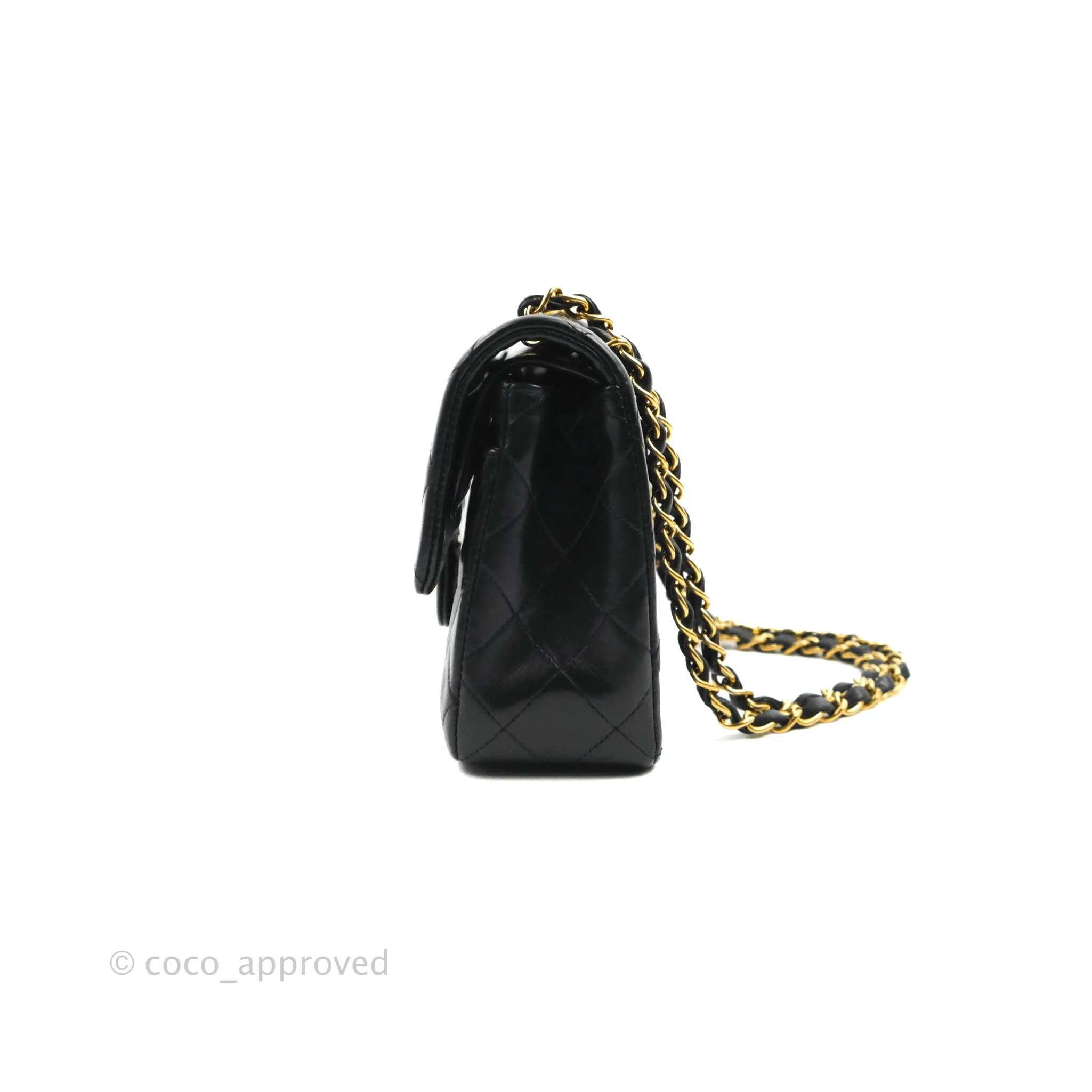 Chanel Classic Vintage Small S/M Flap Black Lambskin 24K Gold Hardware