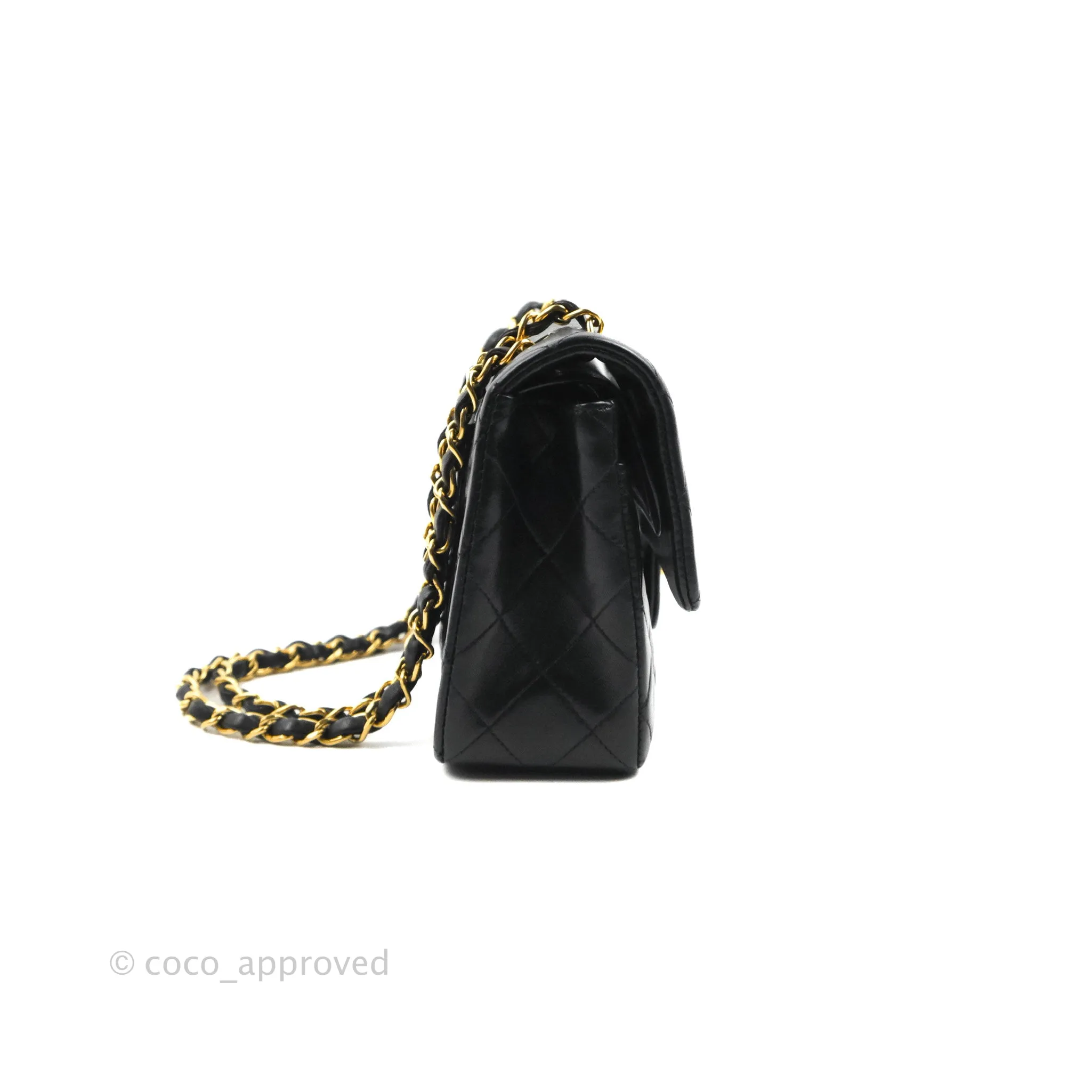 Chanel Classic Vintage Small S/M Flap Black Lambskin 24K Gold Hardware