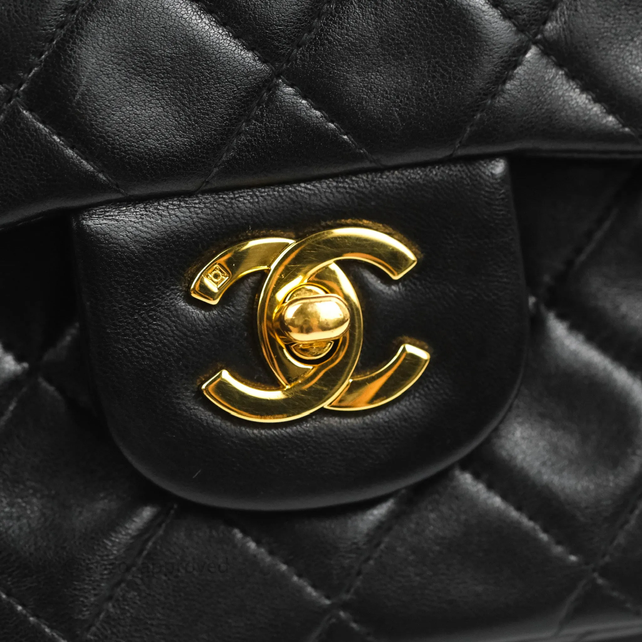 Chanel Classic Vintage Small S/M Flap Black Lambskin 24K Gold Hardware
