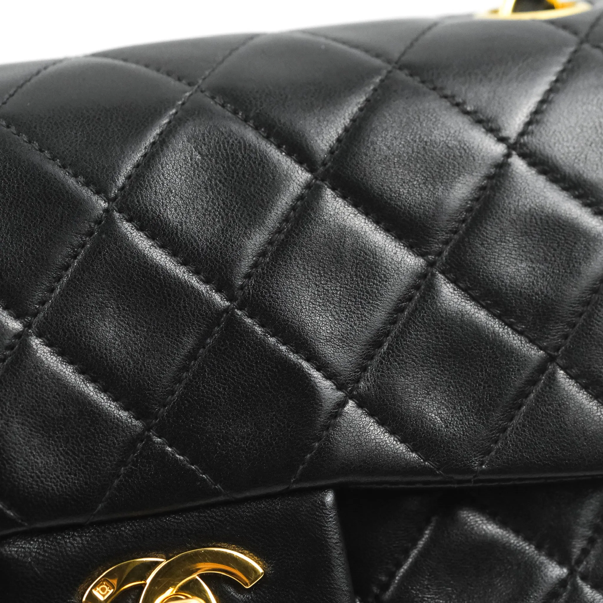 Chanel Classic Vintage Small S/M Flap Black Lambskin 24K Gold Hardware