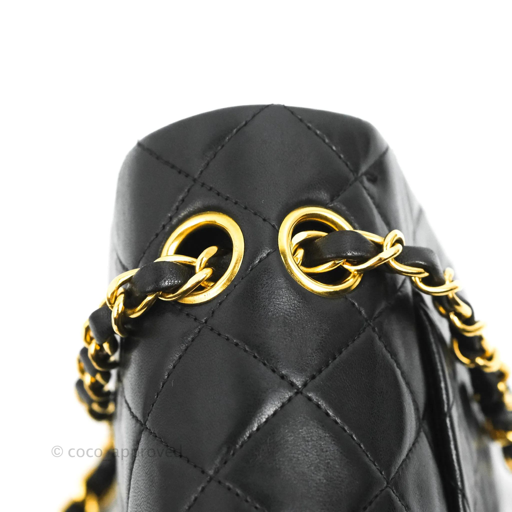 Chanel Classic Vintage Small S/M Flap Black Lambskin 24K Gold Hardware