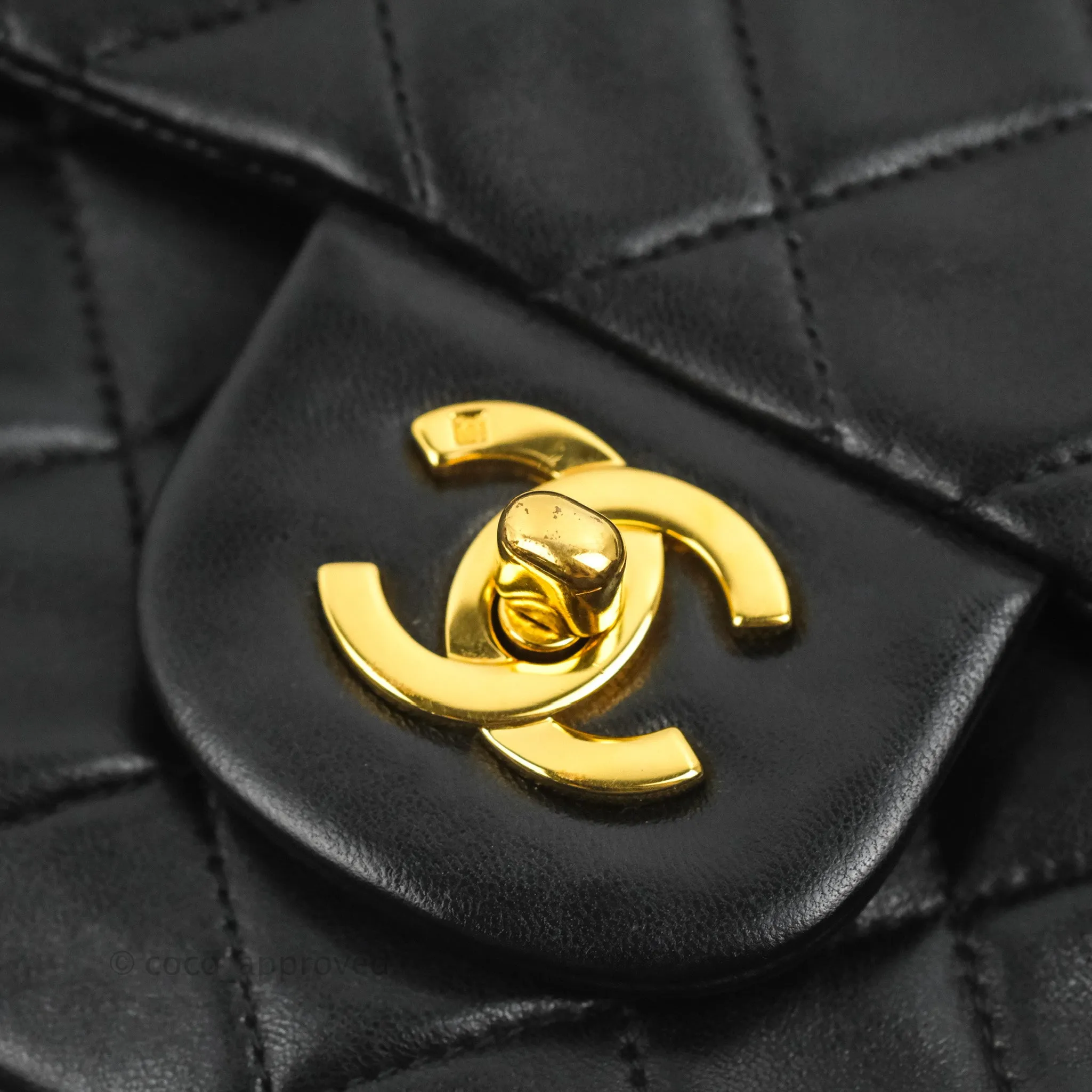 Chanel Classic Vintage Small S/M Flap Black Lambskin 24K Gold Hardware