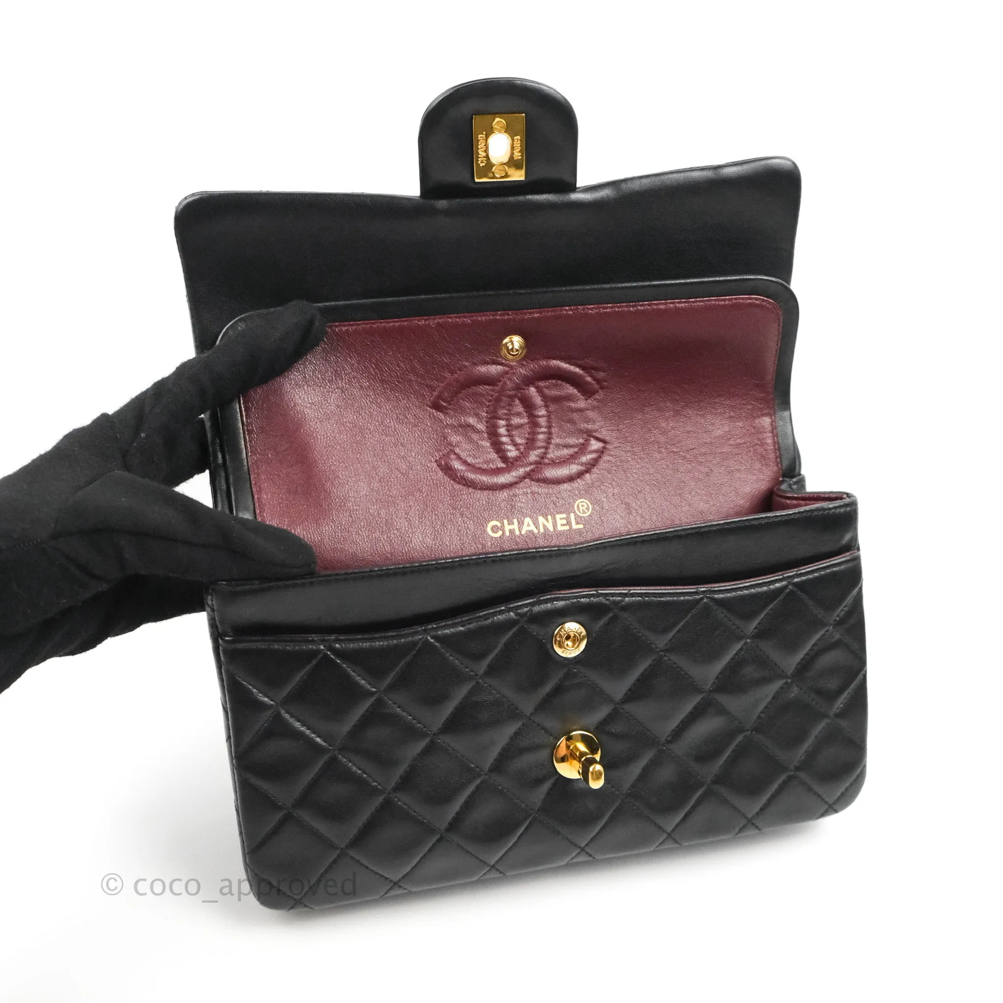 Chanel Classic Vintage Small S/M Flap Black Lambskin 24K Gold Hardware