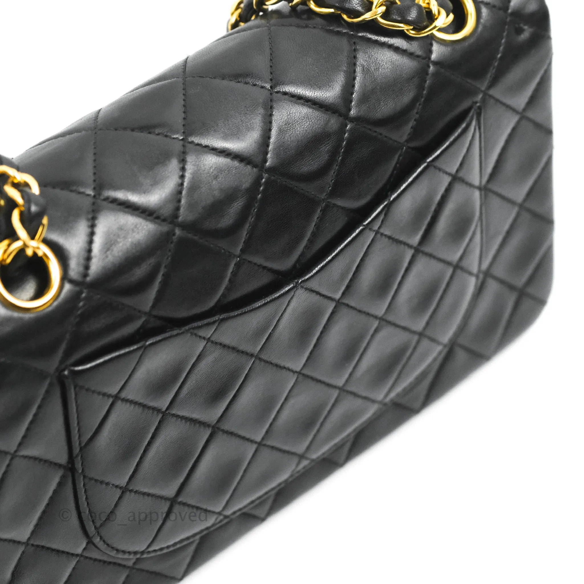 Chanel Classic Vintage Small S/M Flap Black Lambskin 24K Gold Hardware