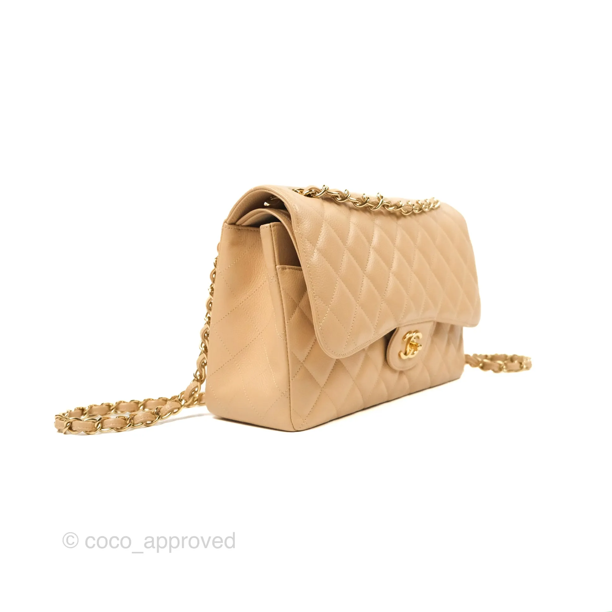 Chanel Jumbo Double Flap Beige Caviar Gold Hardware⁣⁣