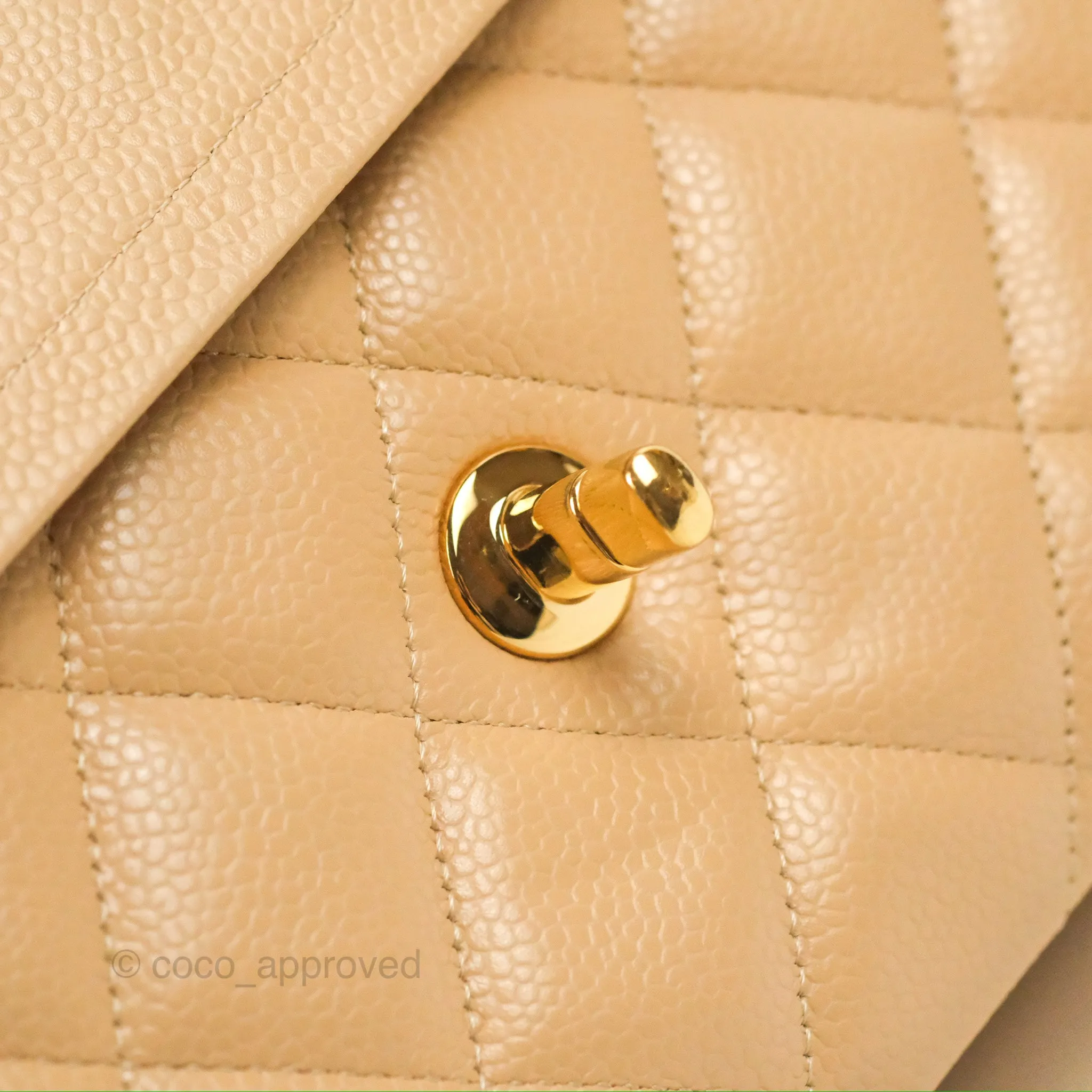 Chanel Jumbo Double Flap Beige Caviar Gold Hardware⁣⁣