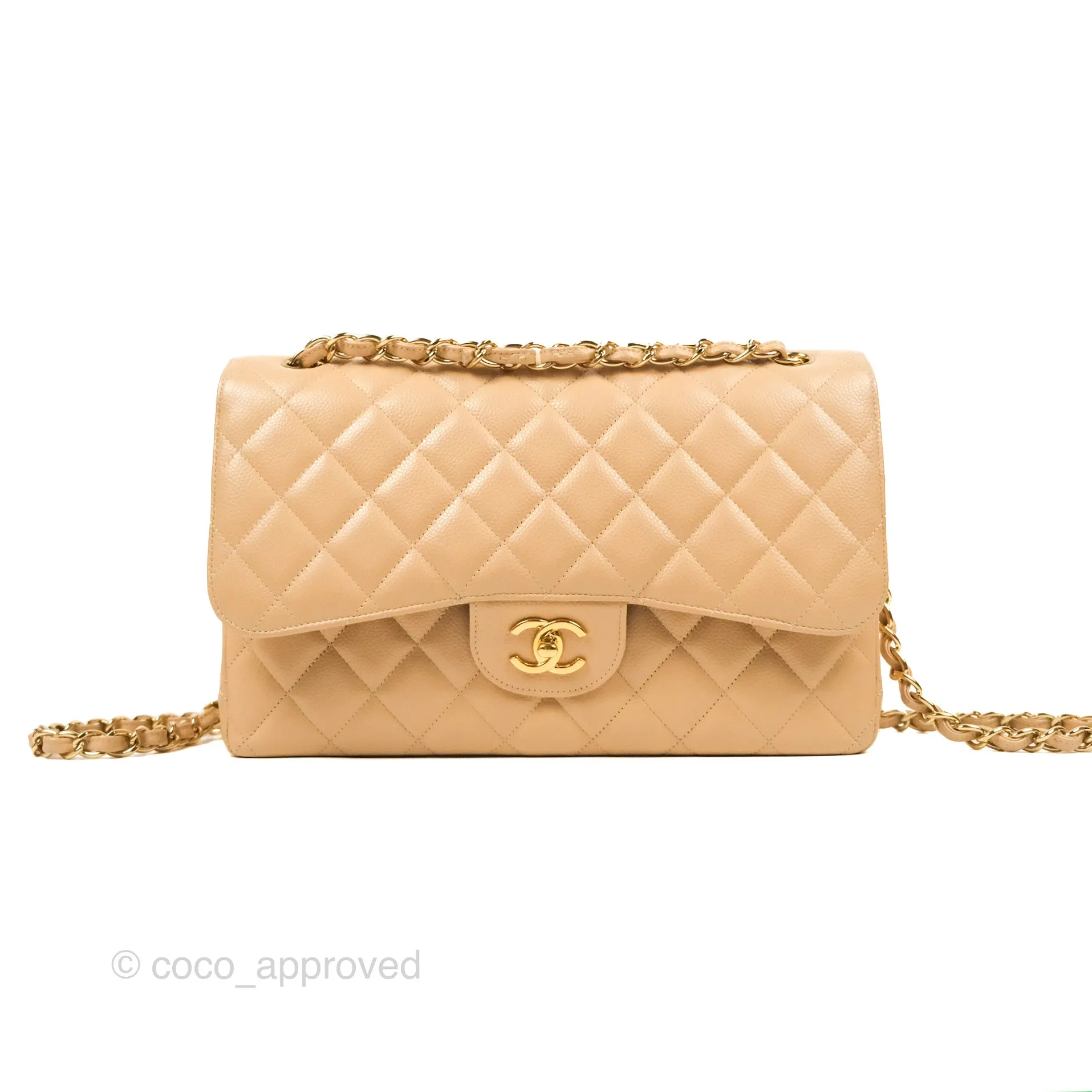 Chanel Jumbo Double Flap Beige Caviar Gold Hardware⁣⁣