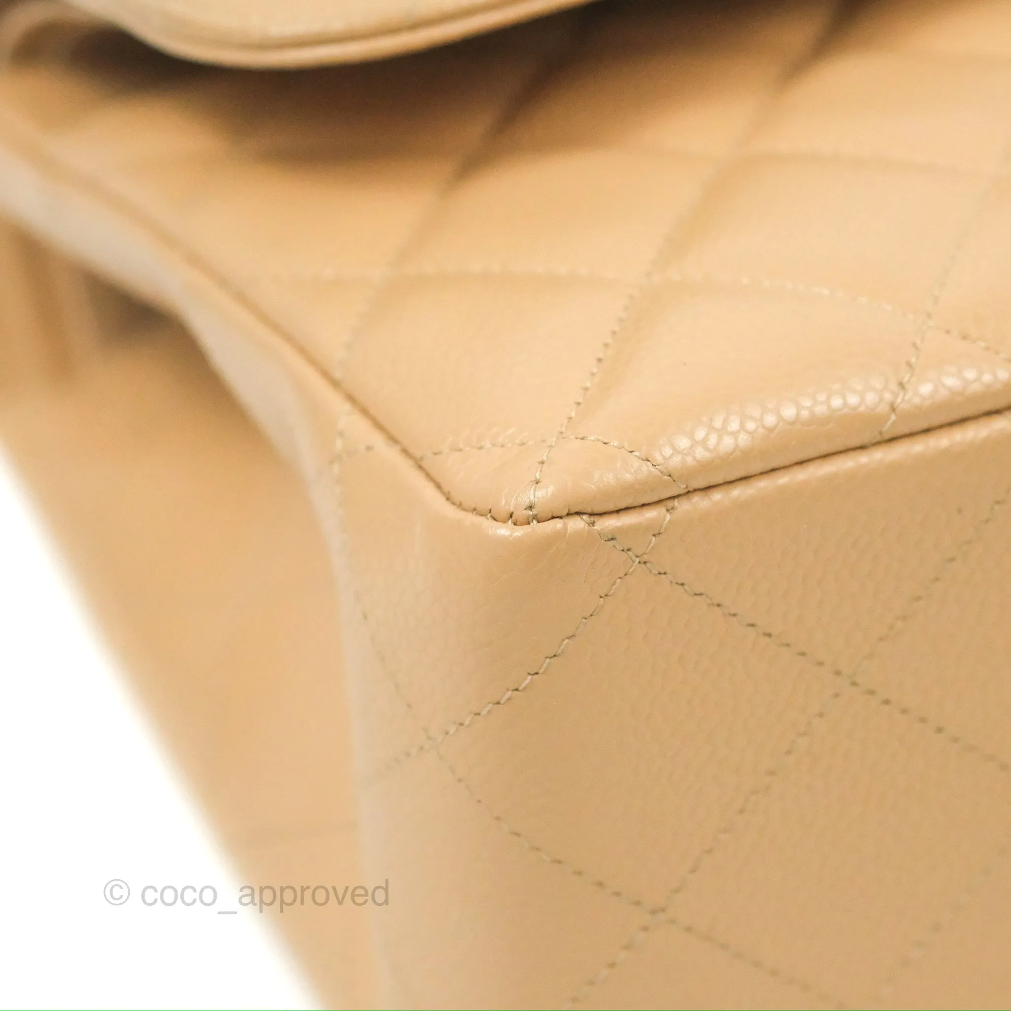 Chanel Jumbo Double Flap Beige Caviar Gold Hardware⁣⁣