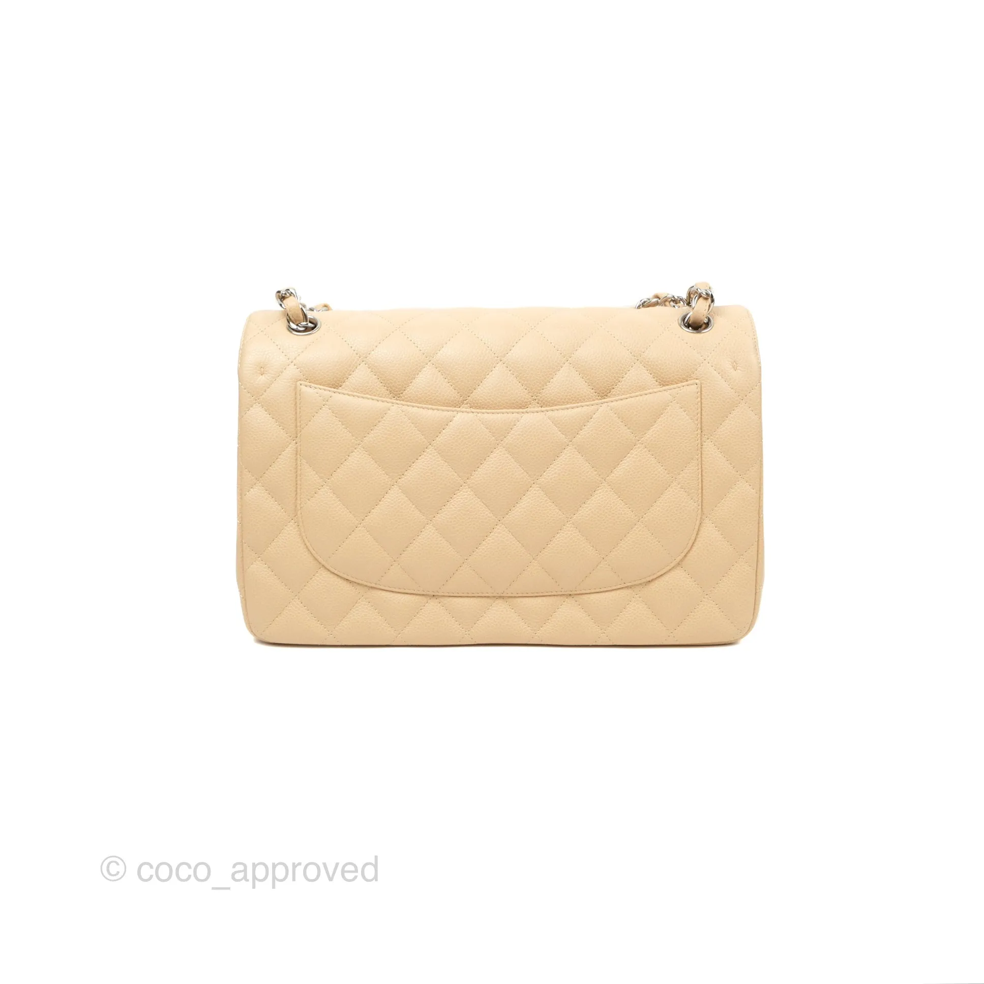 Chanel Jumbo Double Flap Beige Caviar Silver Hardware⁣⁣