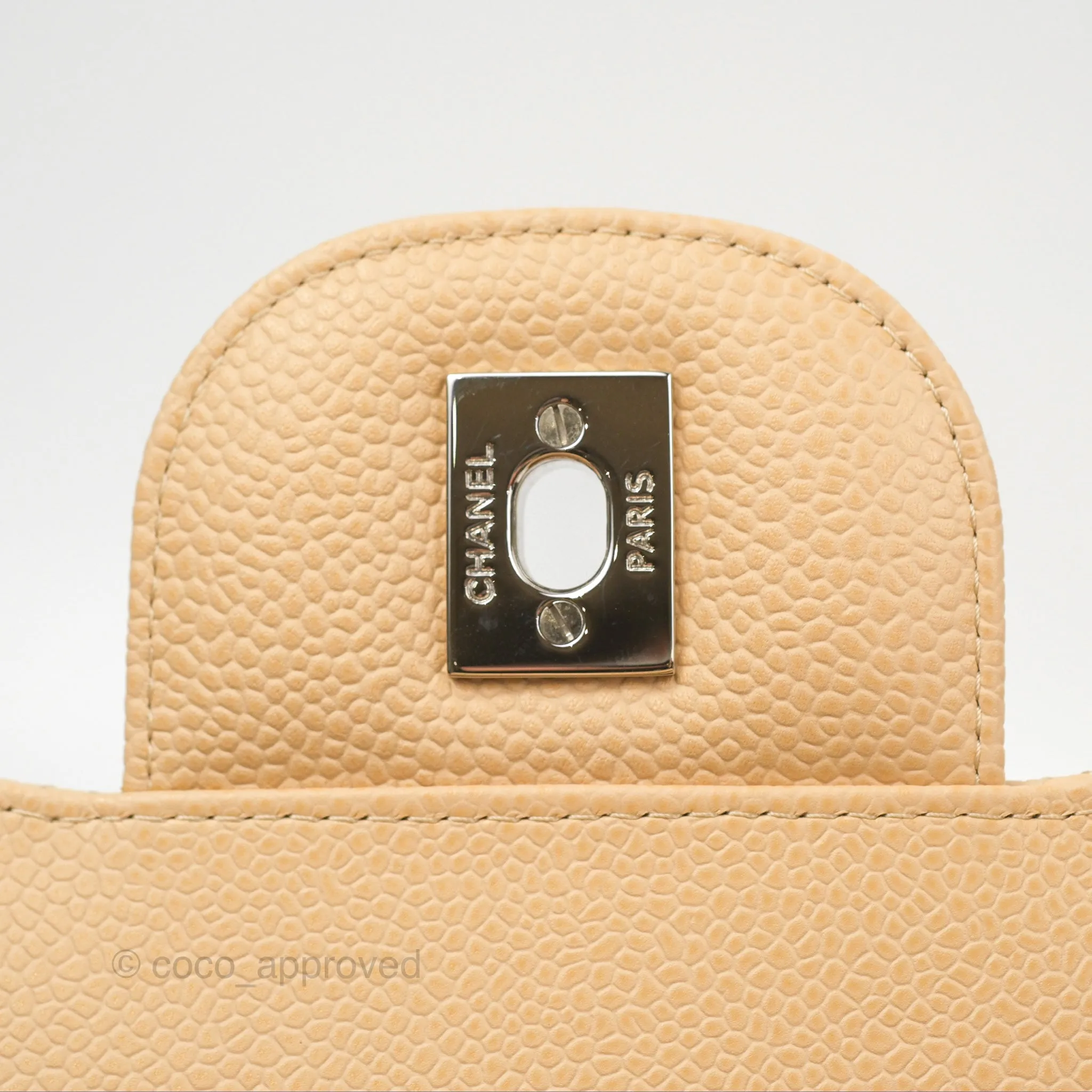 Chanel Jumbo Double Flap Beige Caviar Silver Hardware⁣⁣