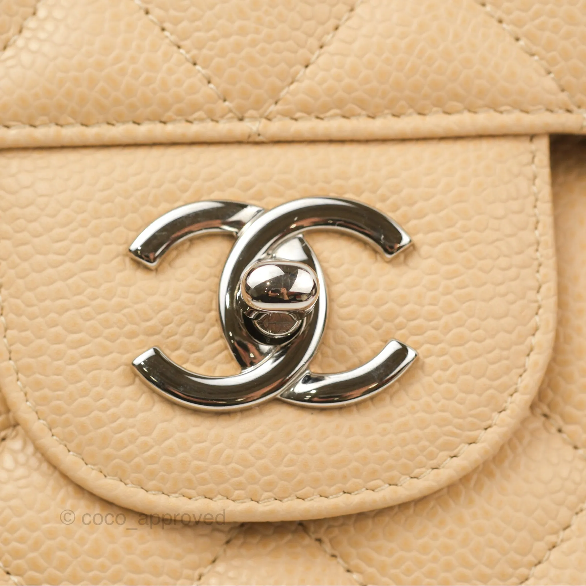 Chanel Jumbo Double Flap Beige Caviar Silver Hardware⁣⁣
