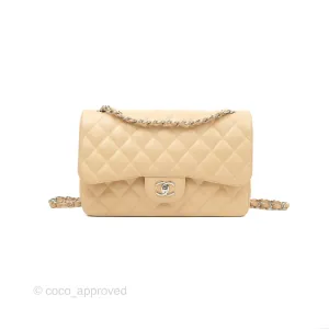 Chanel Jumbo Double Flap Beige Caviar Silver Hardware⁣⁣