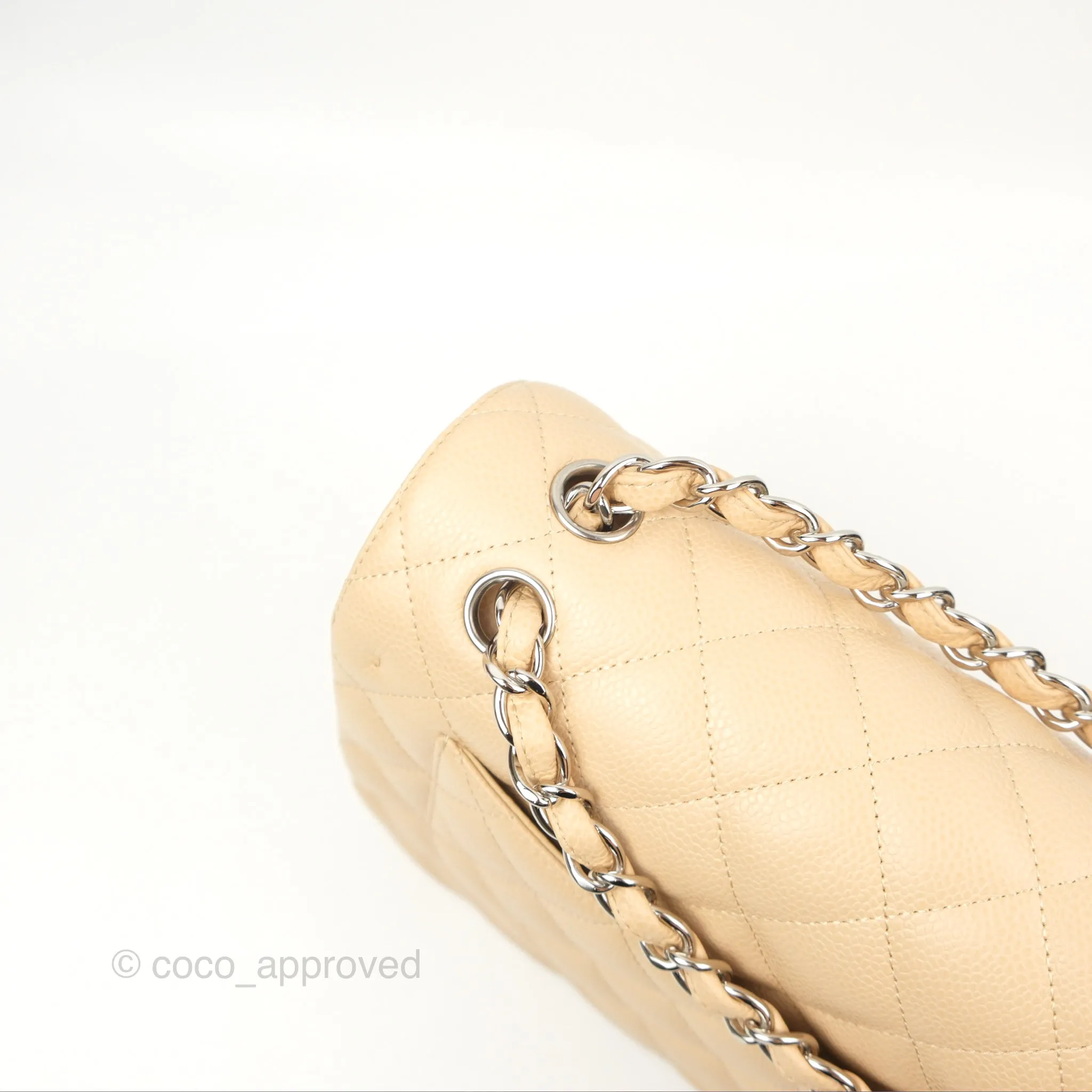 Chanel Jumbo Double Flap Beige Caviar Silver Hardware⁣⁣