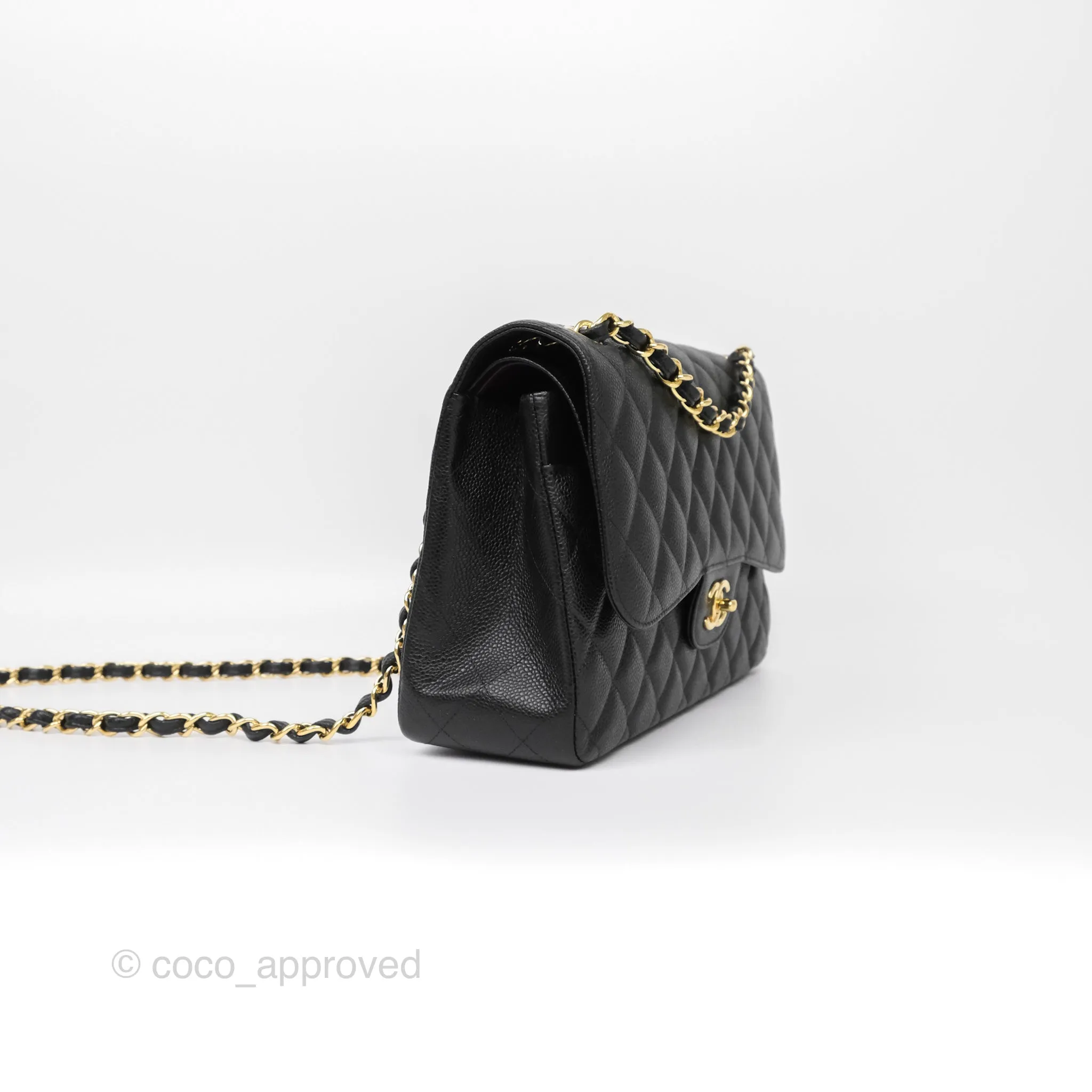 Chanel Jumbo Double Flap Black Caviar Gold Hardware⁣⁣