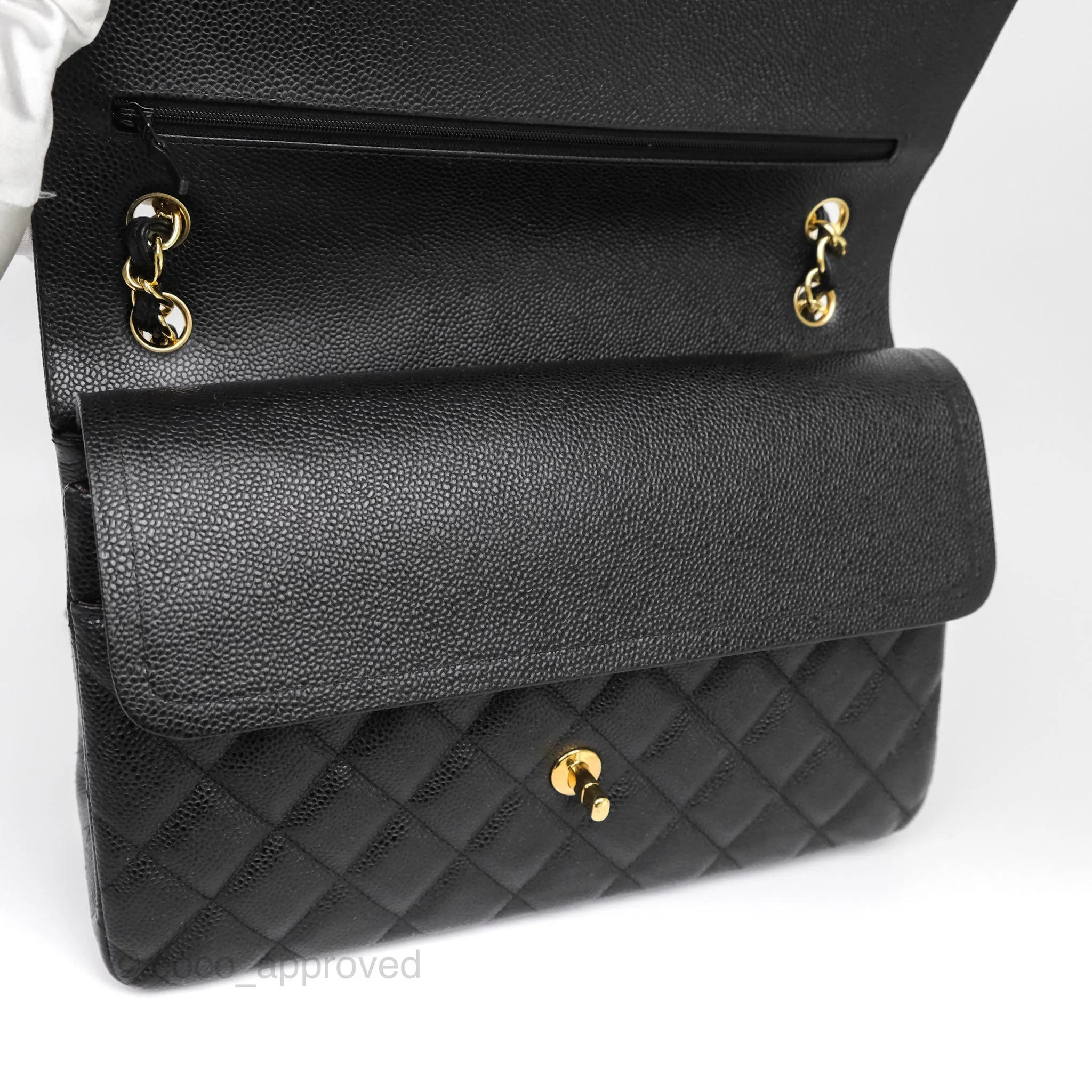 Chanel Jumbo Double Flap Black Caviar Gold Hardware⁣⁣
