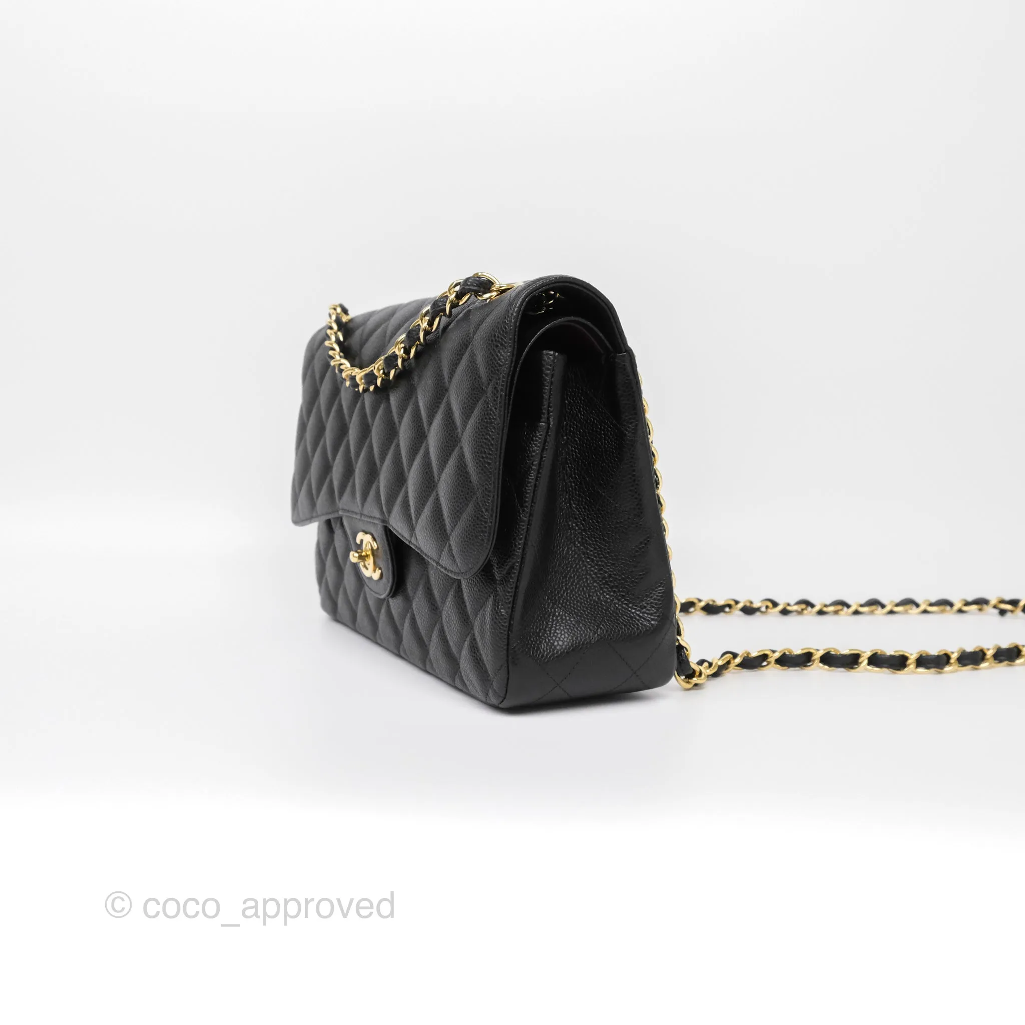 Chanel Jumbo Double Flap Black Caviar Gold Hardware⁣⁣