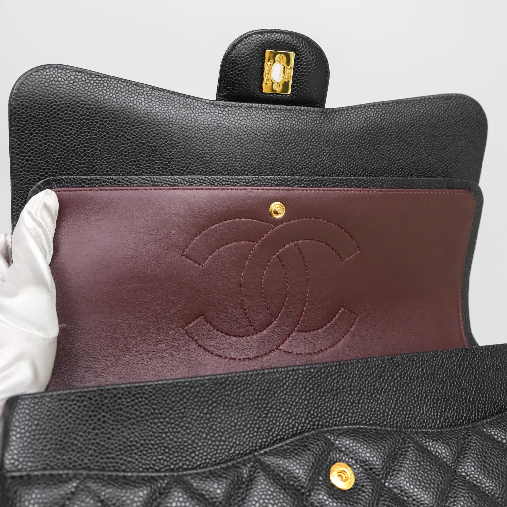 Chanel Jumbo Double Flap Black Caviar Gold Hardware⁣⁣