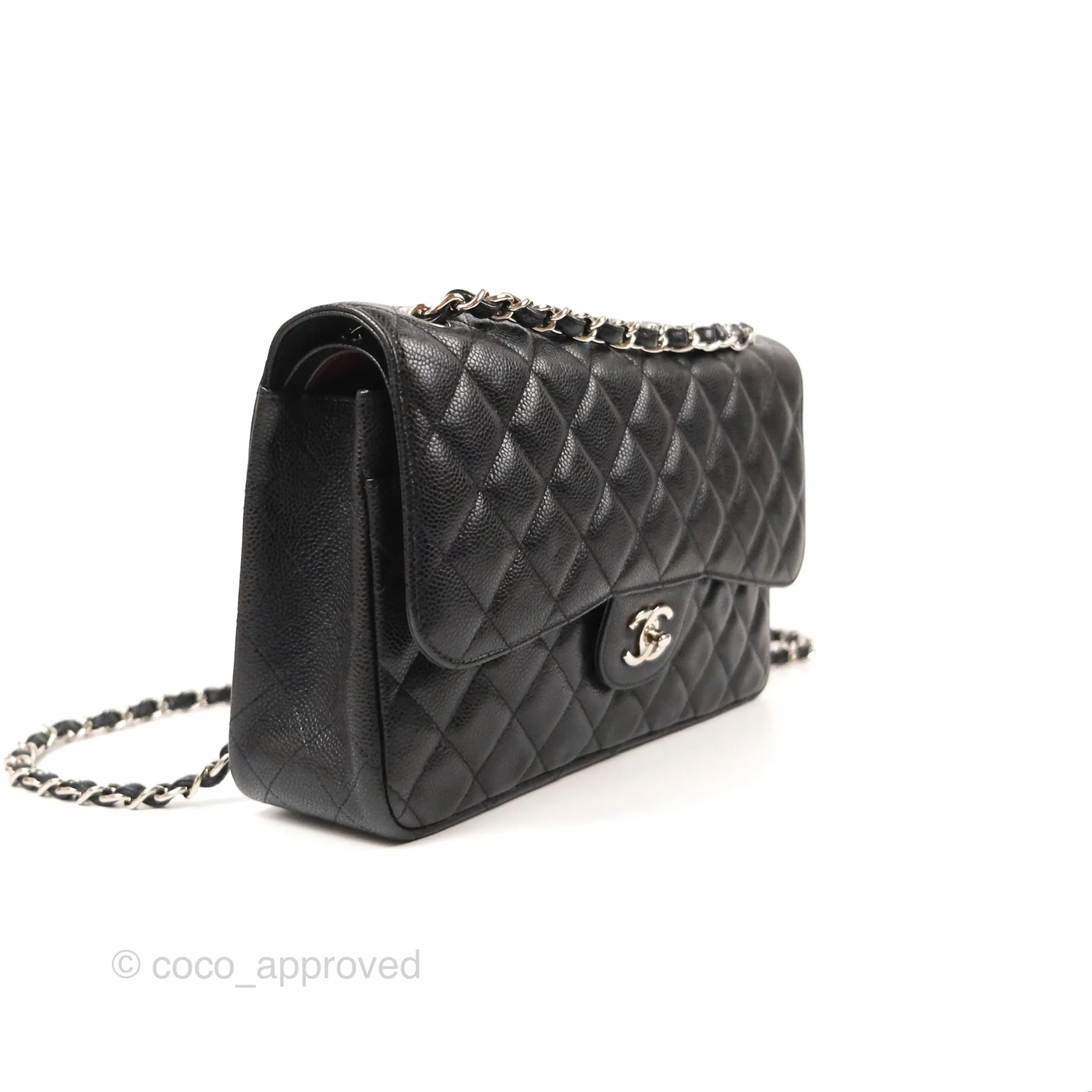 Chanel Jumbo Double Flap Black Caviar Silver Hardware⁣⁣