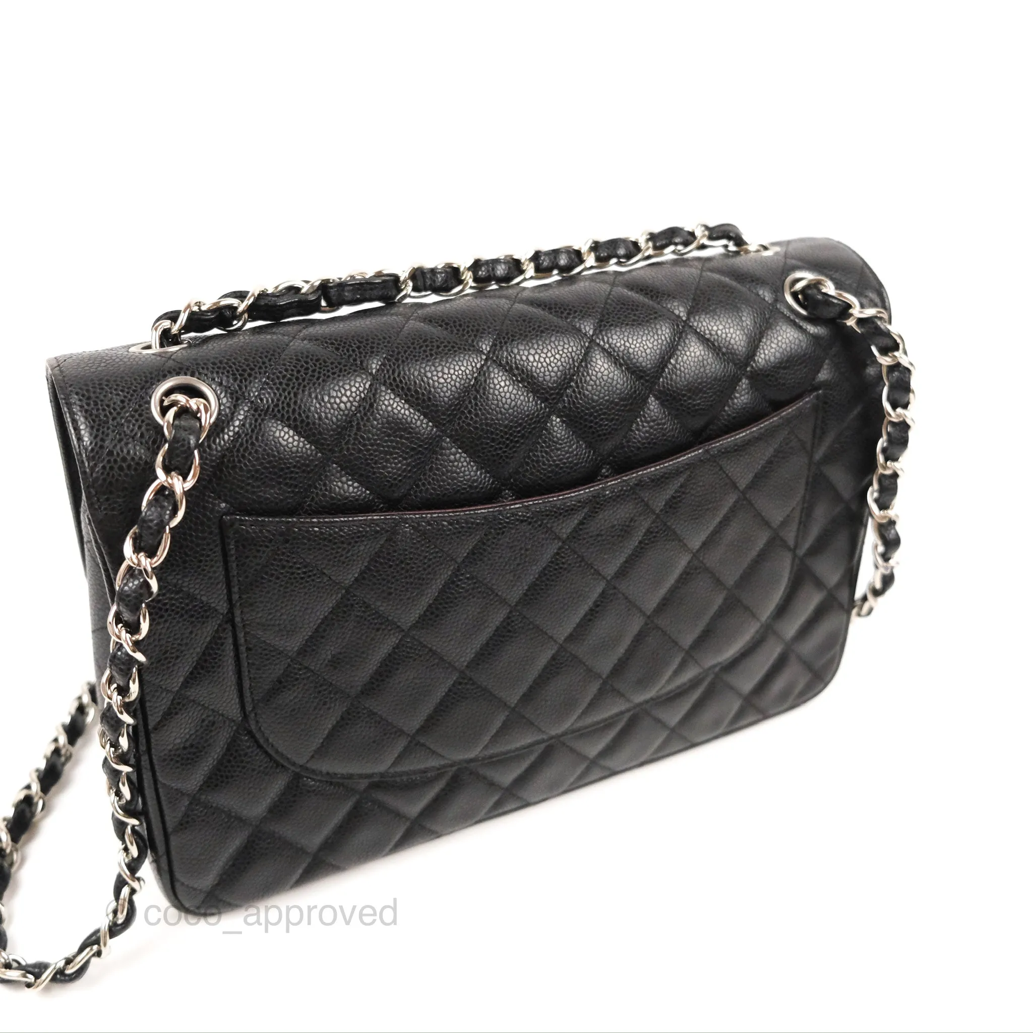 Chanel Jumbo Double Flap Black Caviar Silver Hardware⁣⁣