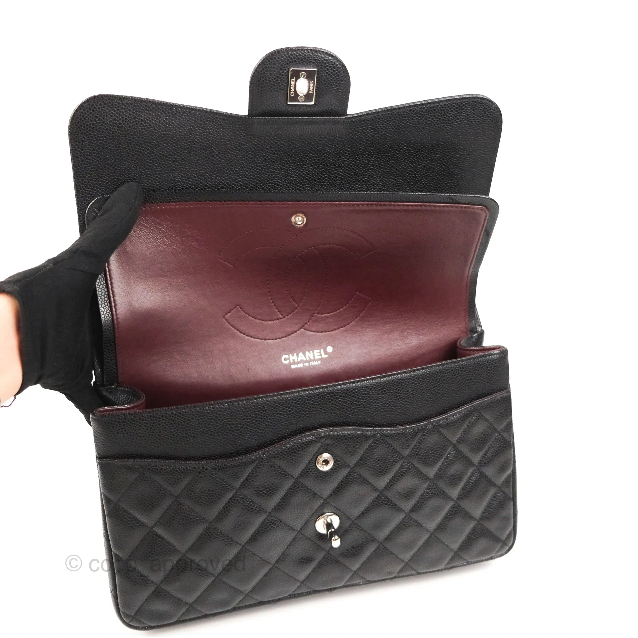 Chanel Jumbo Double Flap Black Caviar Silver Hardware⁣⁣
