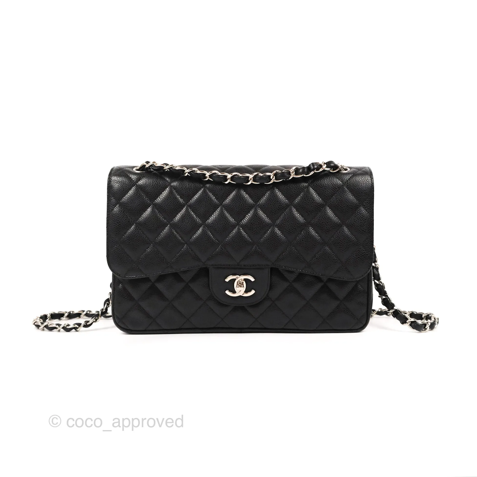 Chanel Jumbo Double Flap Black Caviar Silver Hardware⁣⁣