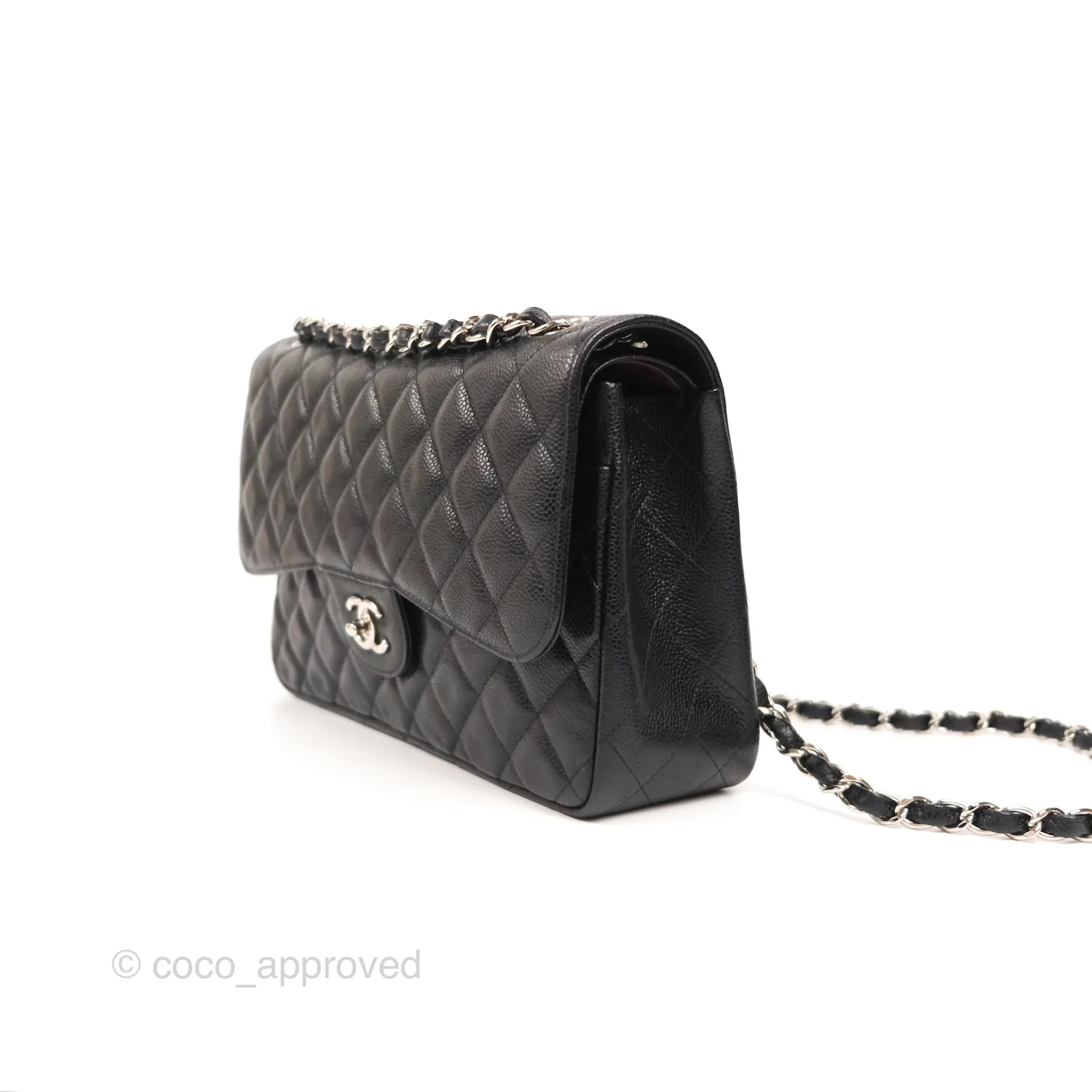 Chanel Jumbo Double Flap Black Caviar Silver Hardware⁣⁣