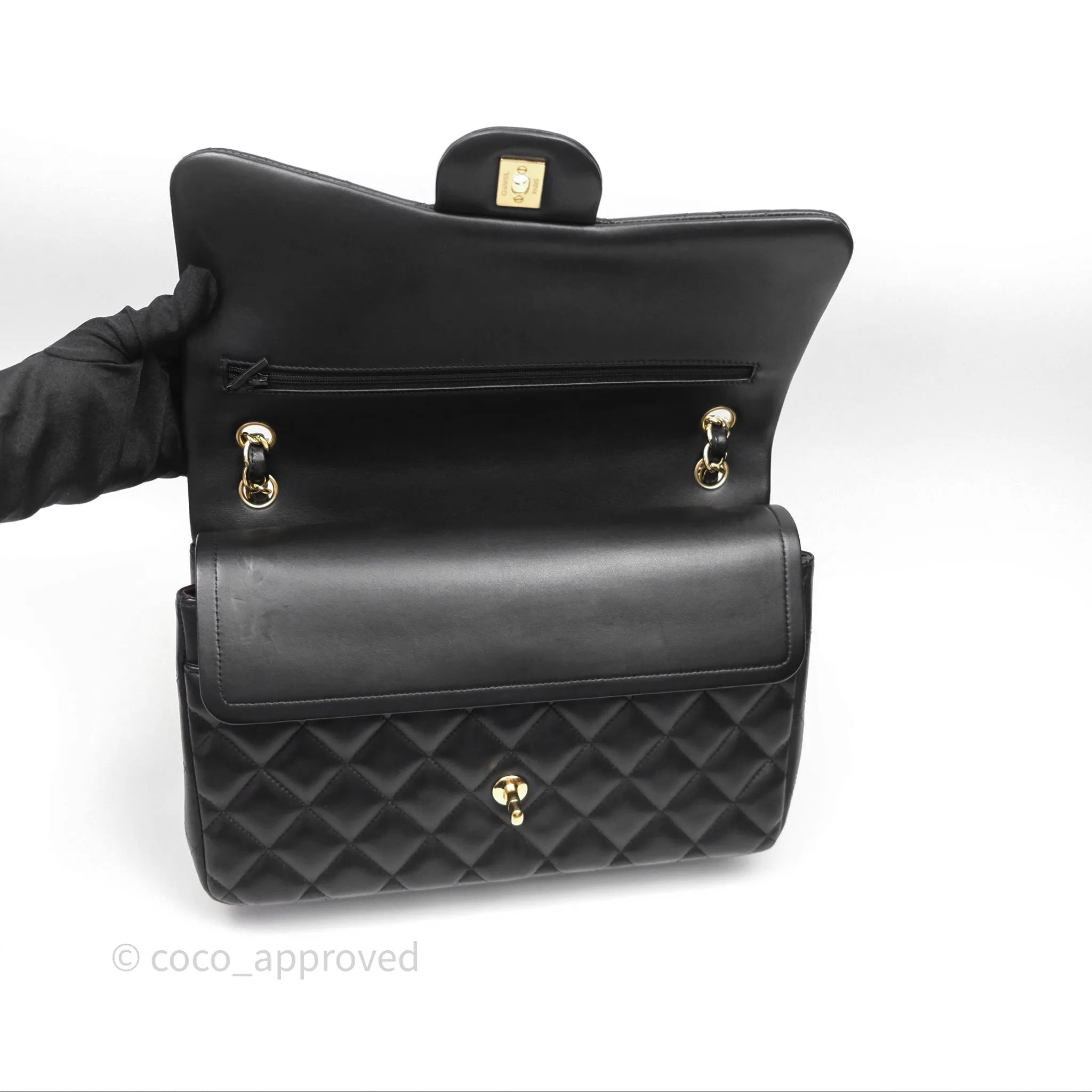 Chanel Jumbo Double Flap Black Lambskin Gold Hardware⁣⁣