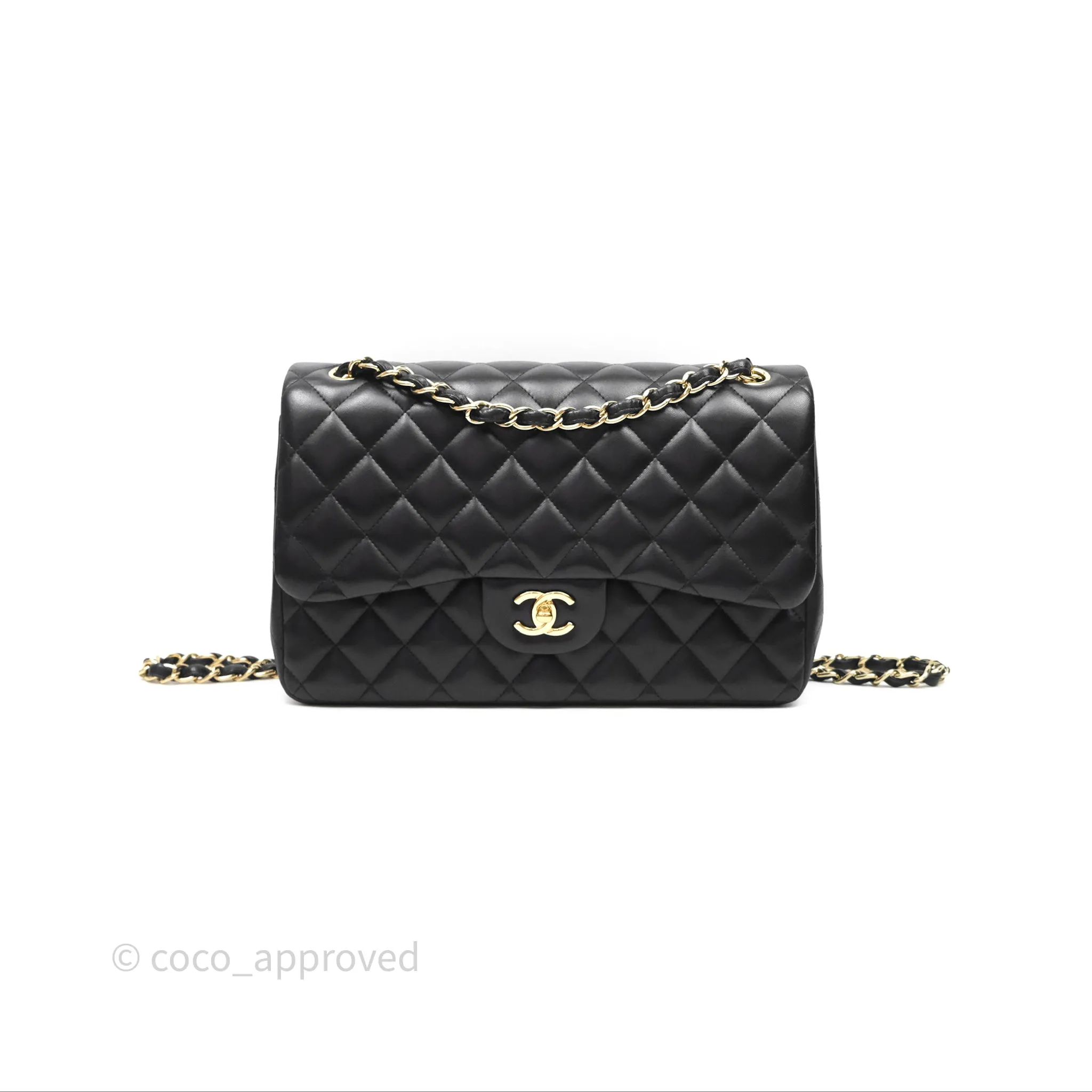 Chanel Jumbo Double Flap Black Lambskin Gold Hardware⁣⁣