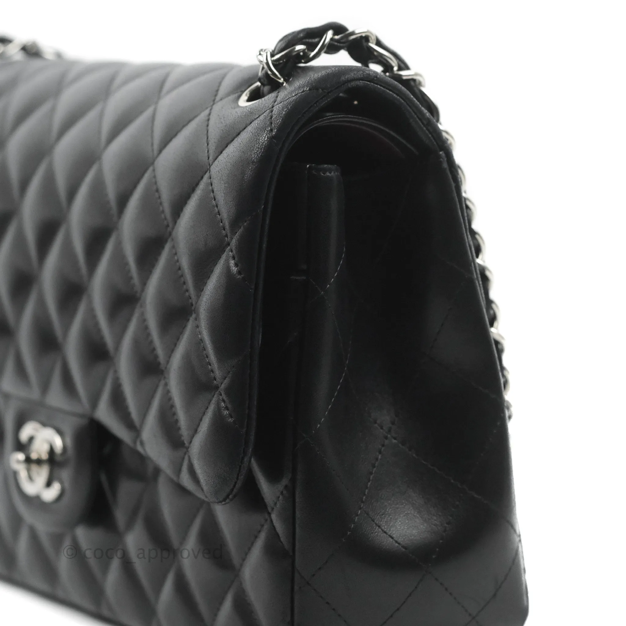 Chanel Jumbo Double Flap Black Lambskin Silver Hardware⁣⁣