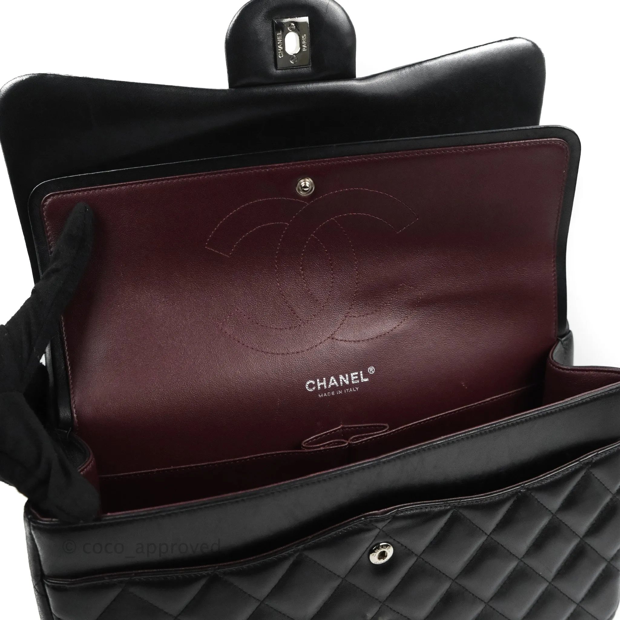Chanel Jumbo Double Flap Black Lambskin Silver Hardware⁣⁣