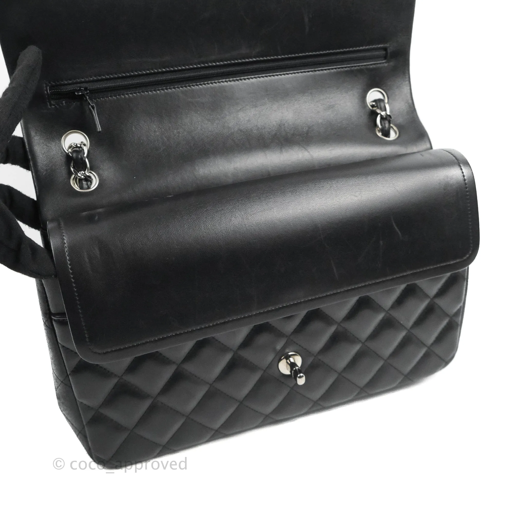 Chanel Jumbo Double Flap Black Lambskin Silver Hardware⁣⁣