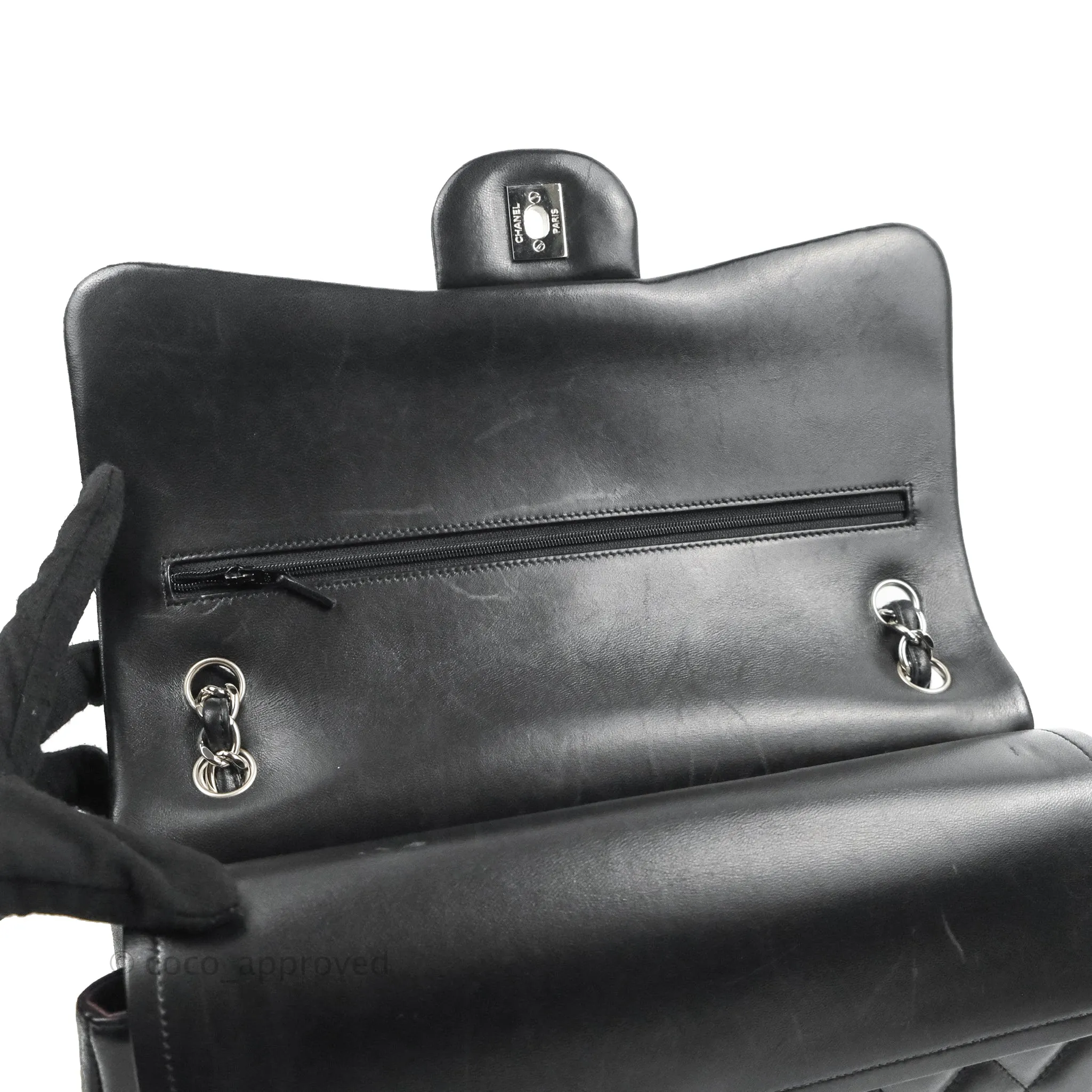 Chanel Jumbo Double Flap Black Lambskin Silver Hardware⁣⁣