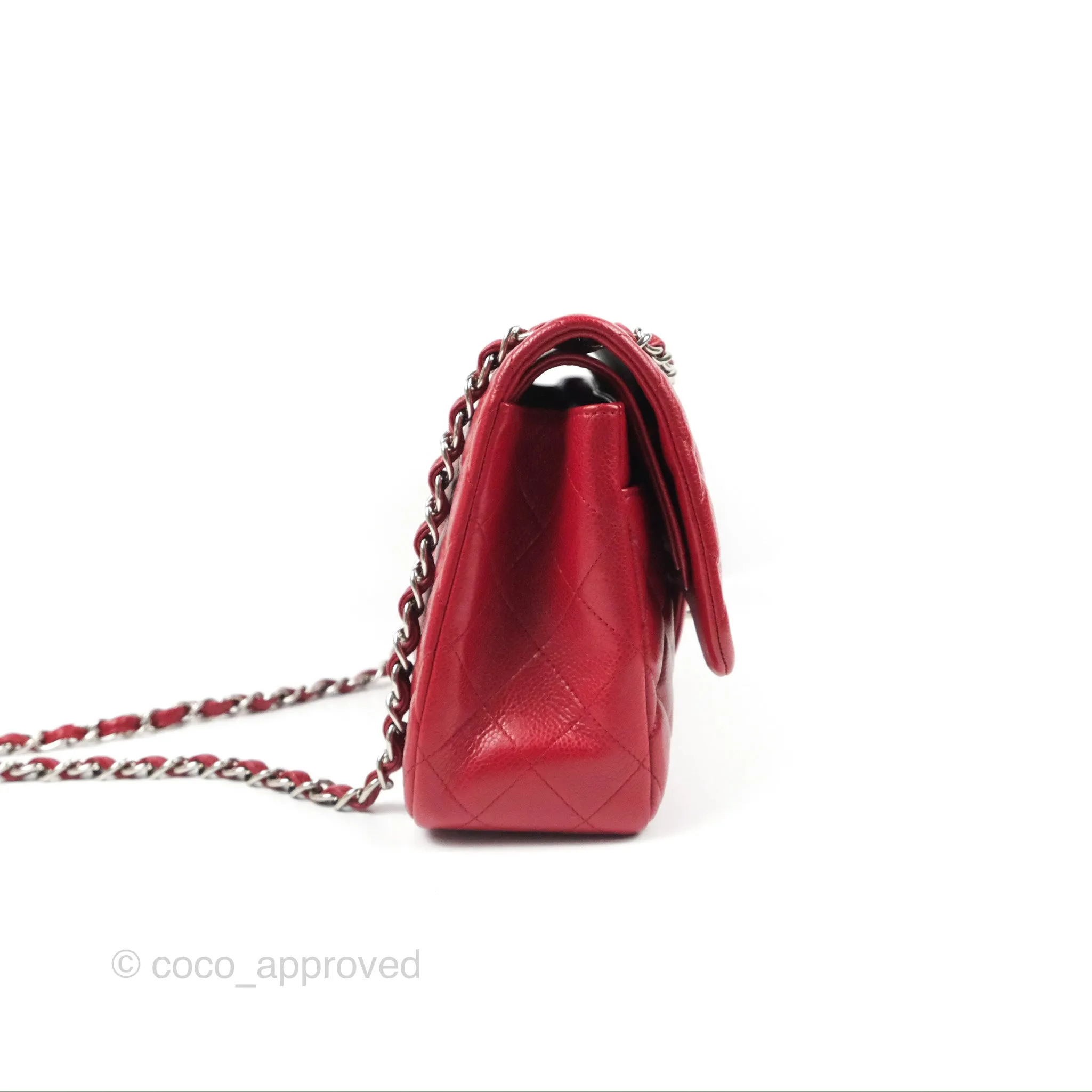 Chanel Jumbo Double Flap Red Caviar Silver Hardware⁣⁣