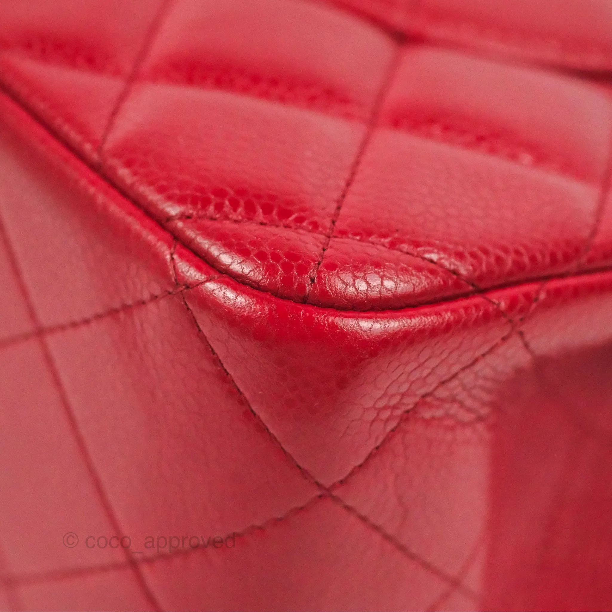 Chanel Jumbo Double Flap Red Caviar Silver Hardware⁣⁣