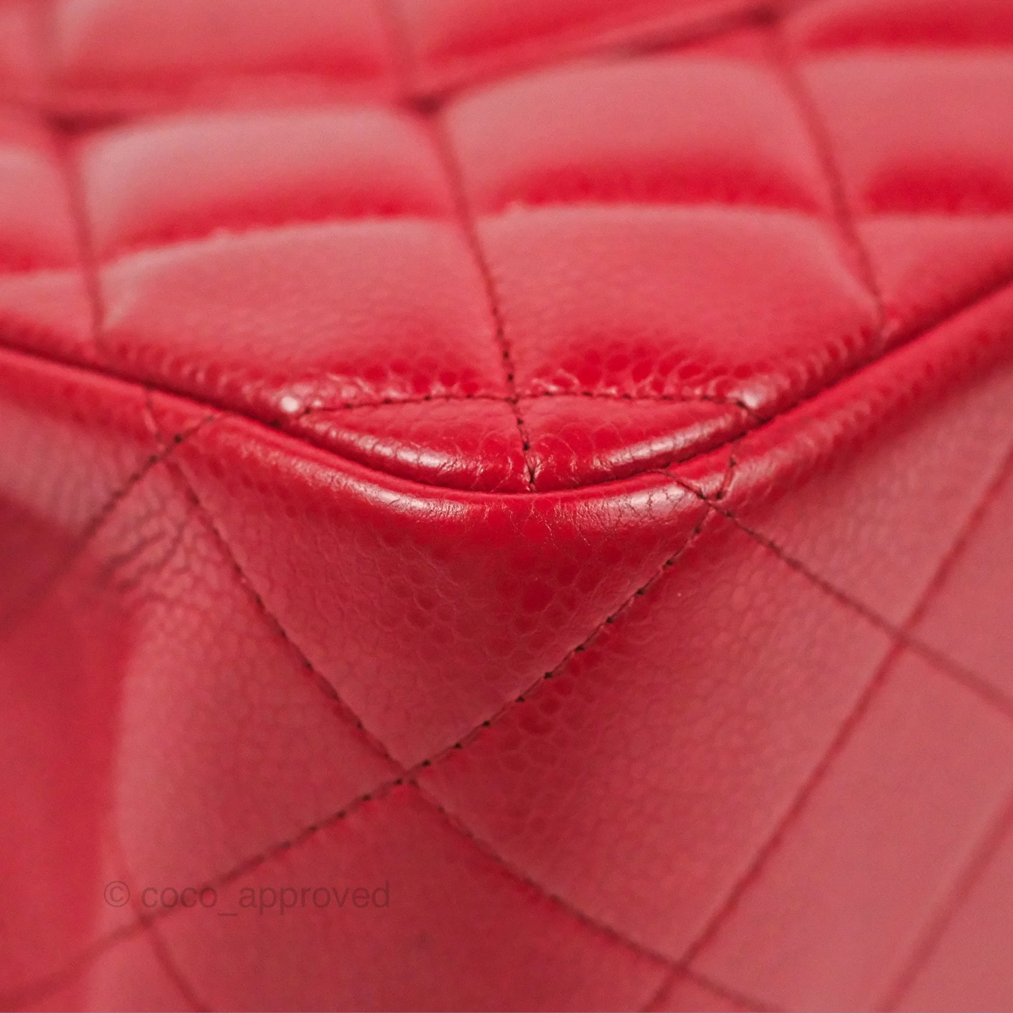Chanel Jumbo Double Flap Red Caviar Silver Hardware⁣⁣