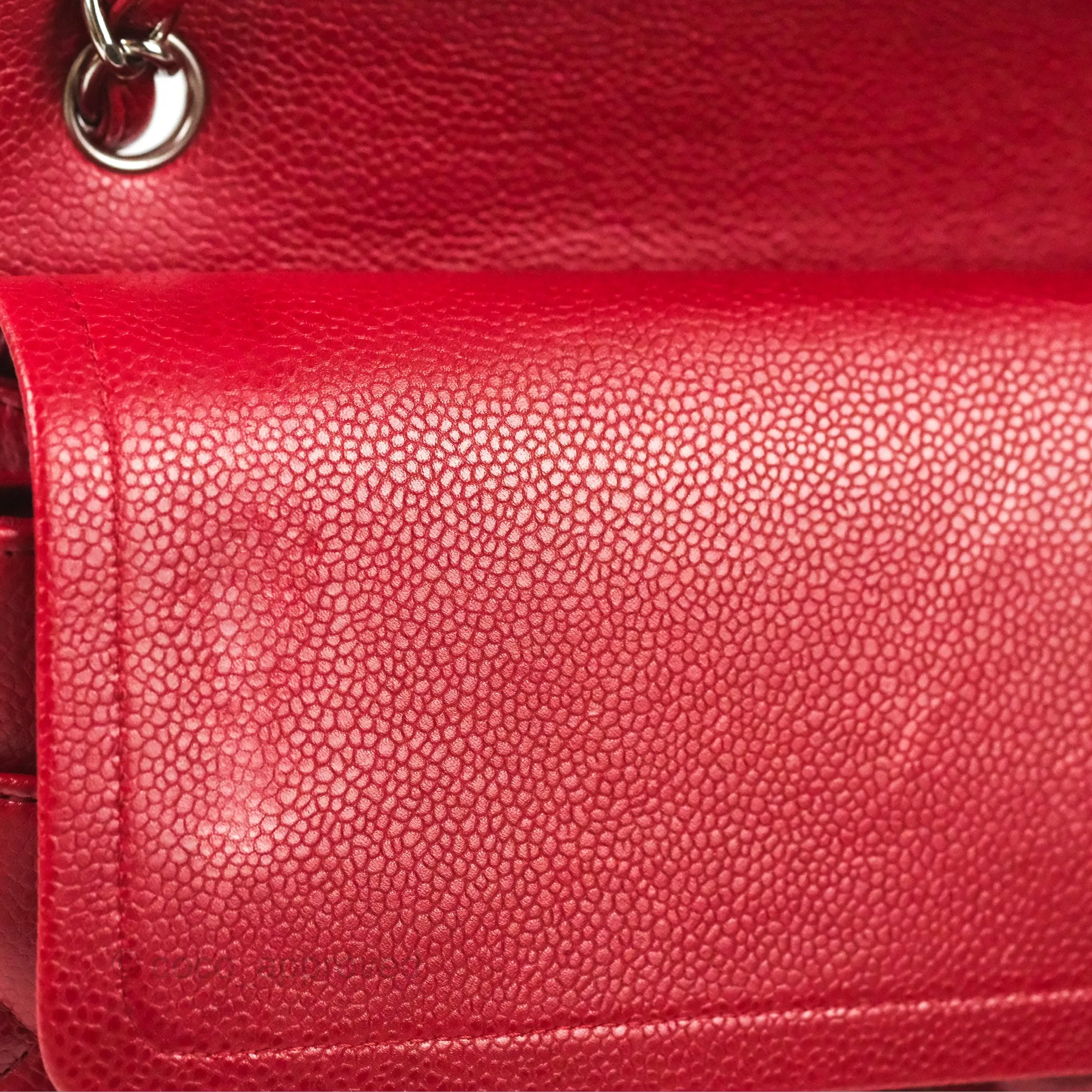 Chanel Jumbo Double Flap Red Caviar Silver Hardware⁣⁣