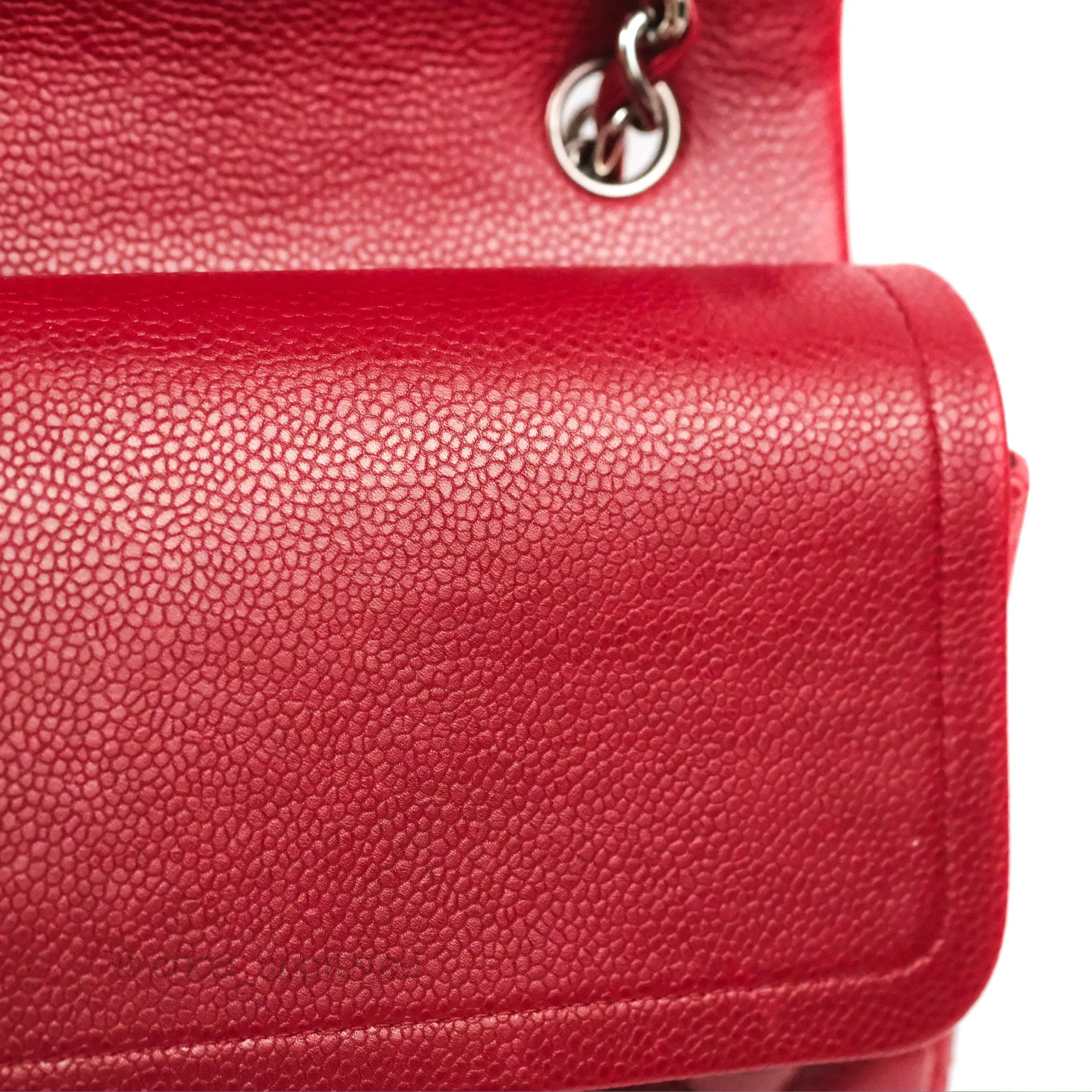 Chanel Jumbo Double Flap Red Caviar Silver Hardware⁣⁣