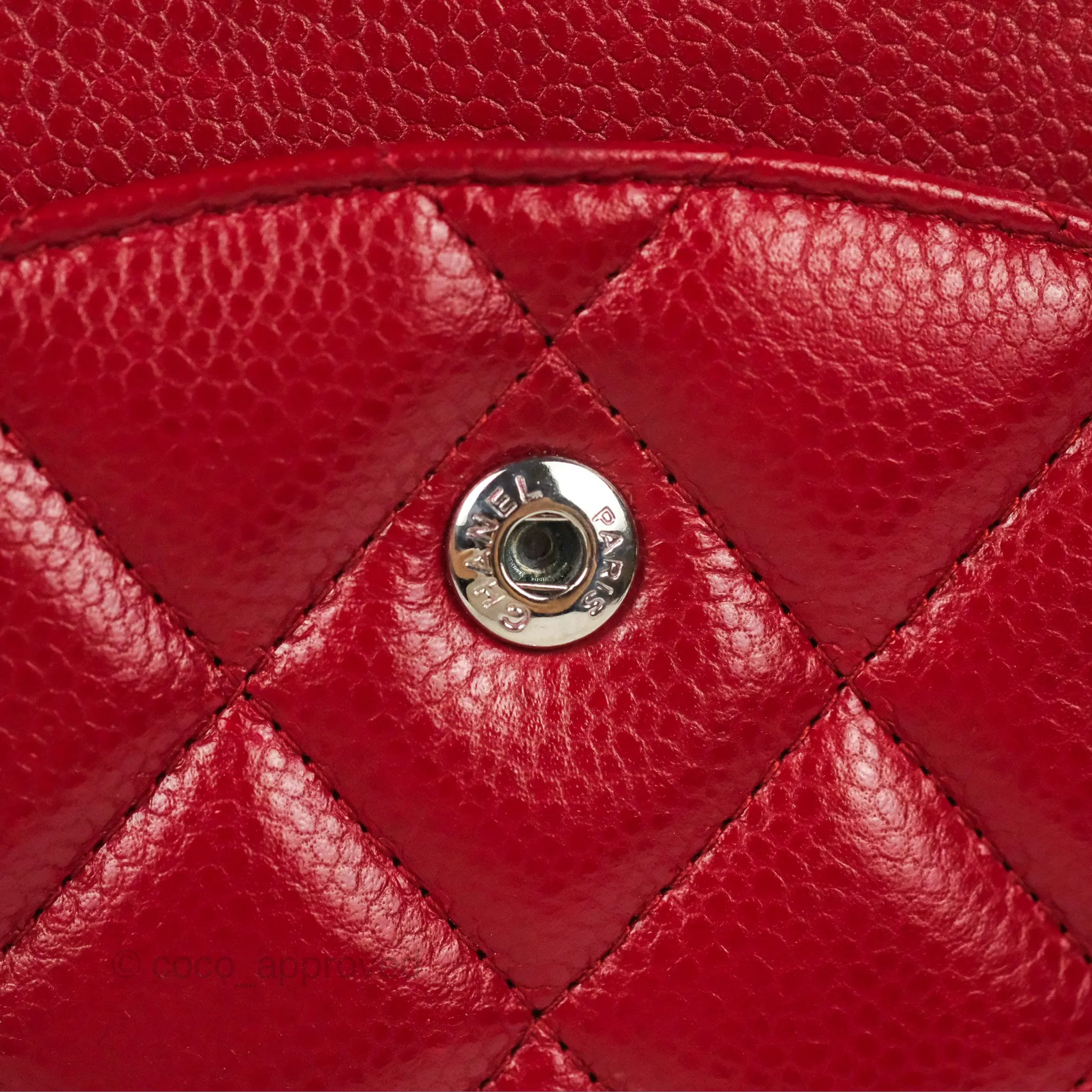 Chanel Jumbo Double Flap Red Caviar Silver Hardware⁣⁣
