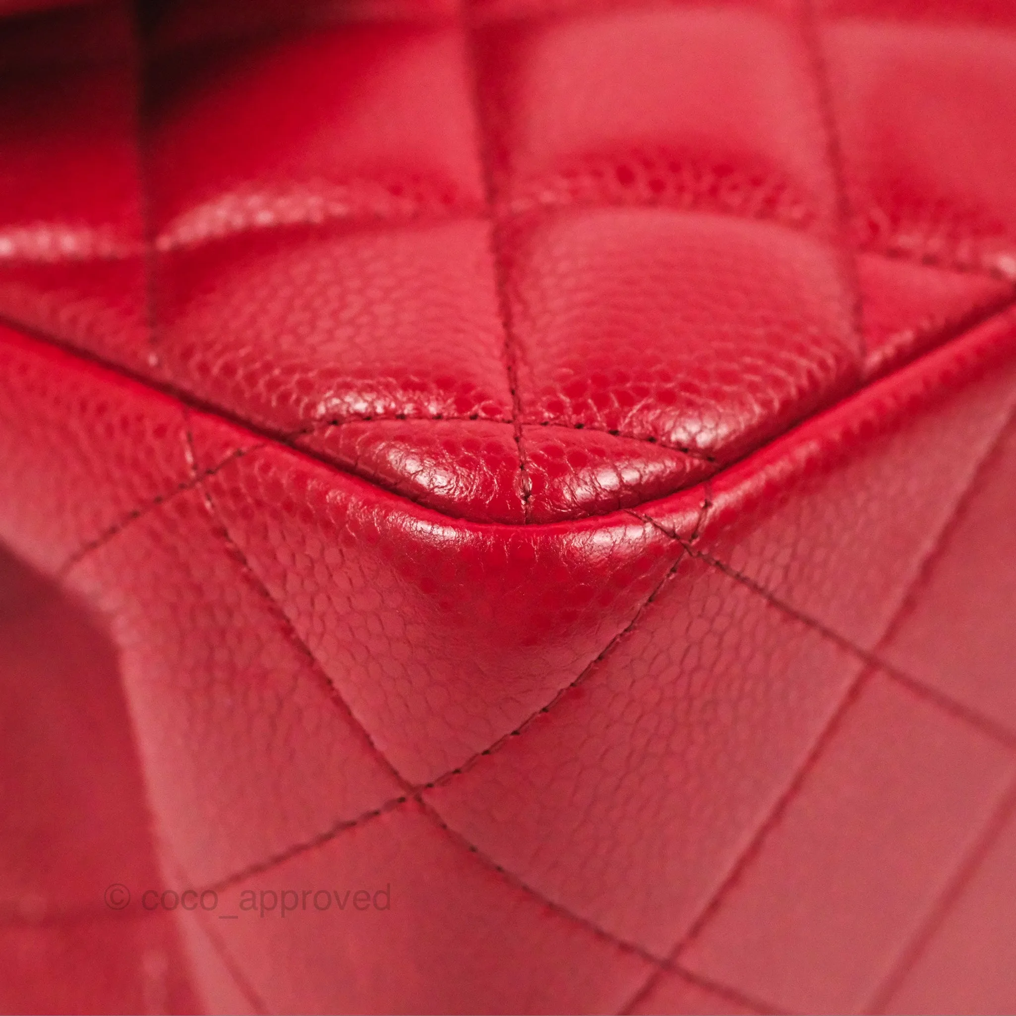 Chanel Jumbo Double Flap Red Caviar Silver Hardware⁣⁣