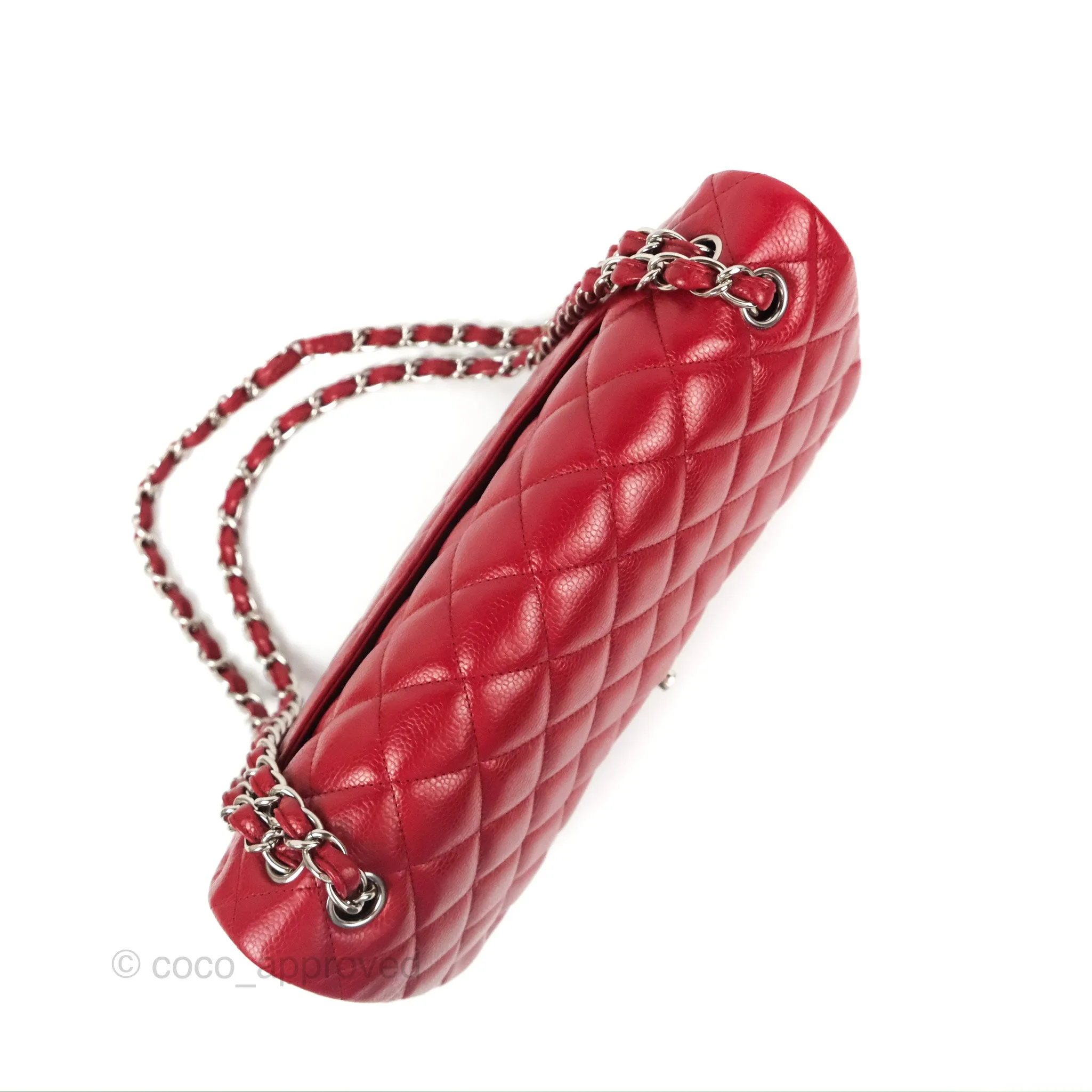 Chanel Jumbo Double Flap Red Caviar Silver Hardware⁣⁣