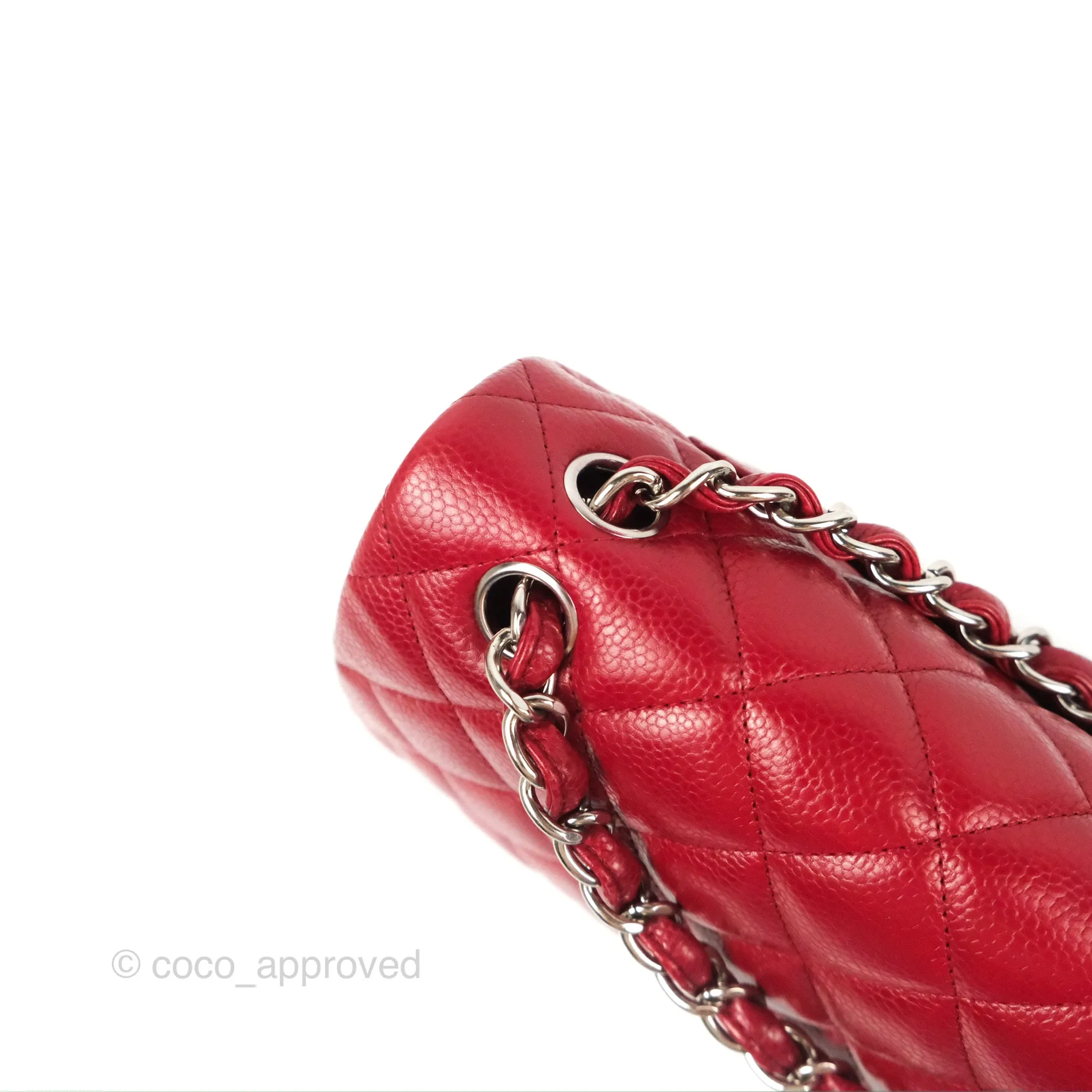 Chanel Jumbo Double Flap Red Caviar Silver Hardware⁣⁣