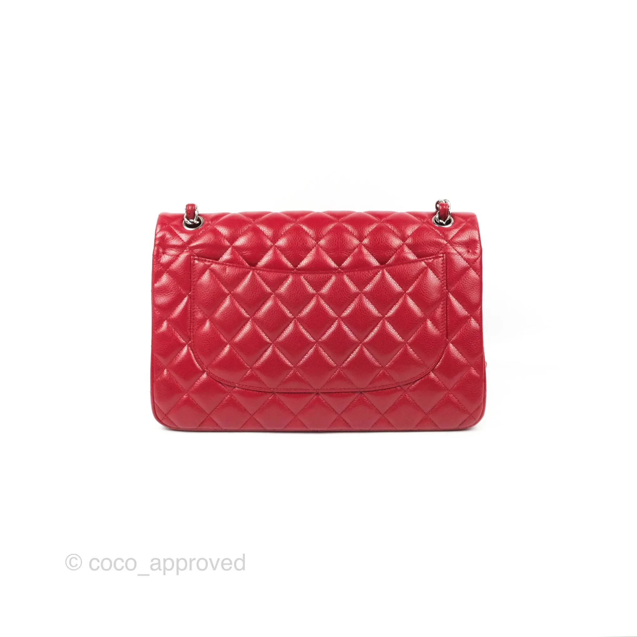 Chanel Jumbo Double Flap Red Caviar Silver Hardware⁣⁣