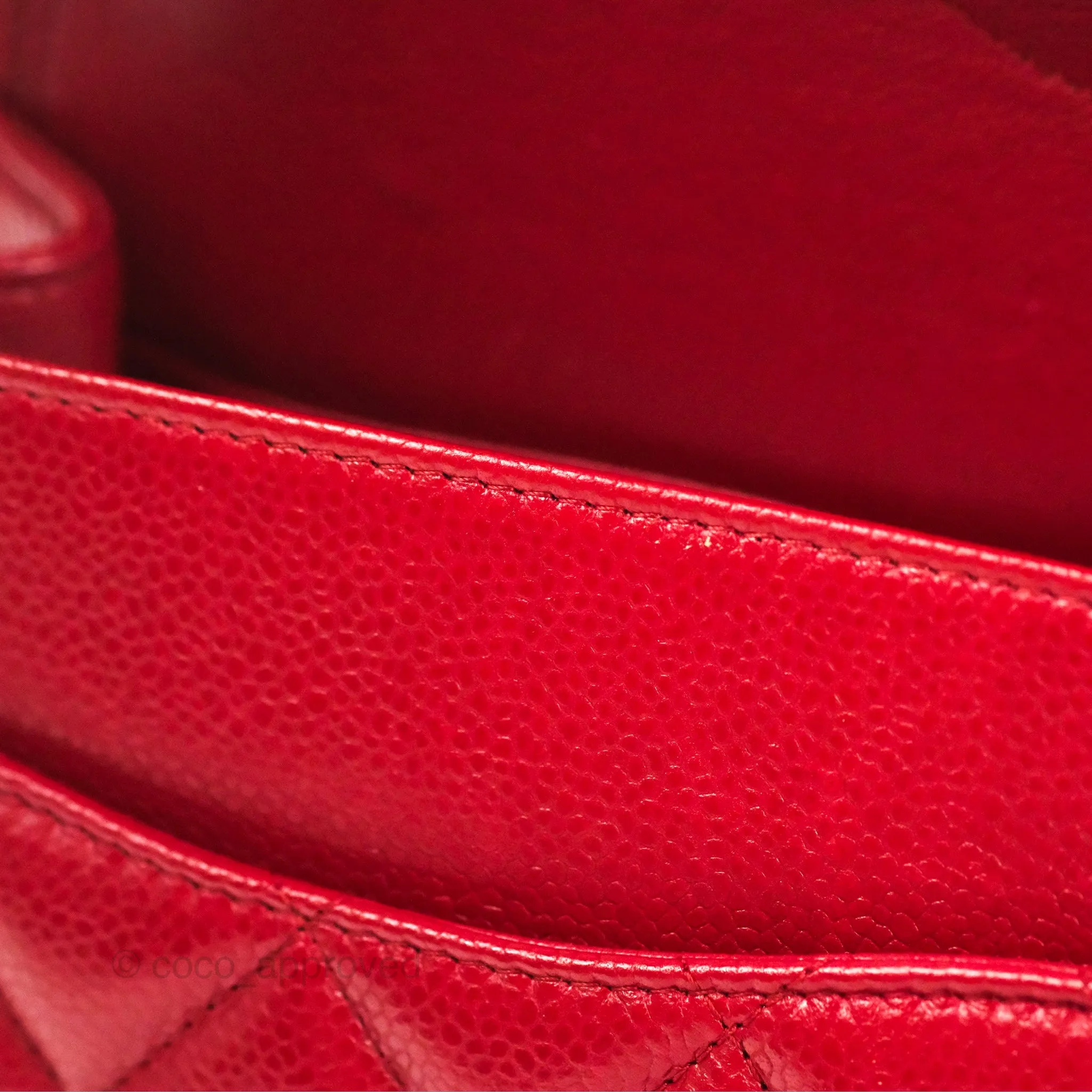 Chanel Jumbo Double Flap Red Caviar Silver Hardware⁣⁣