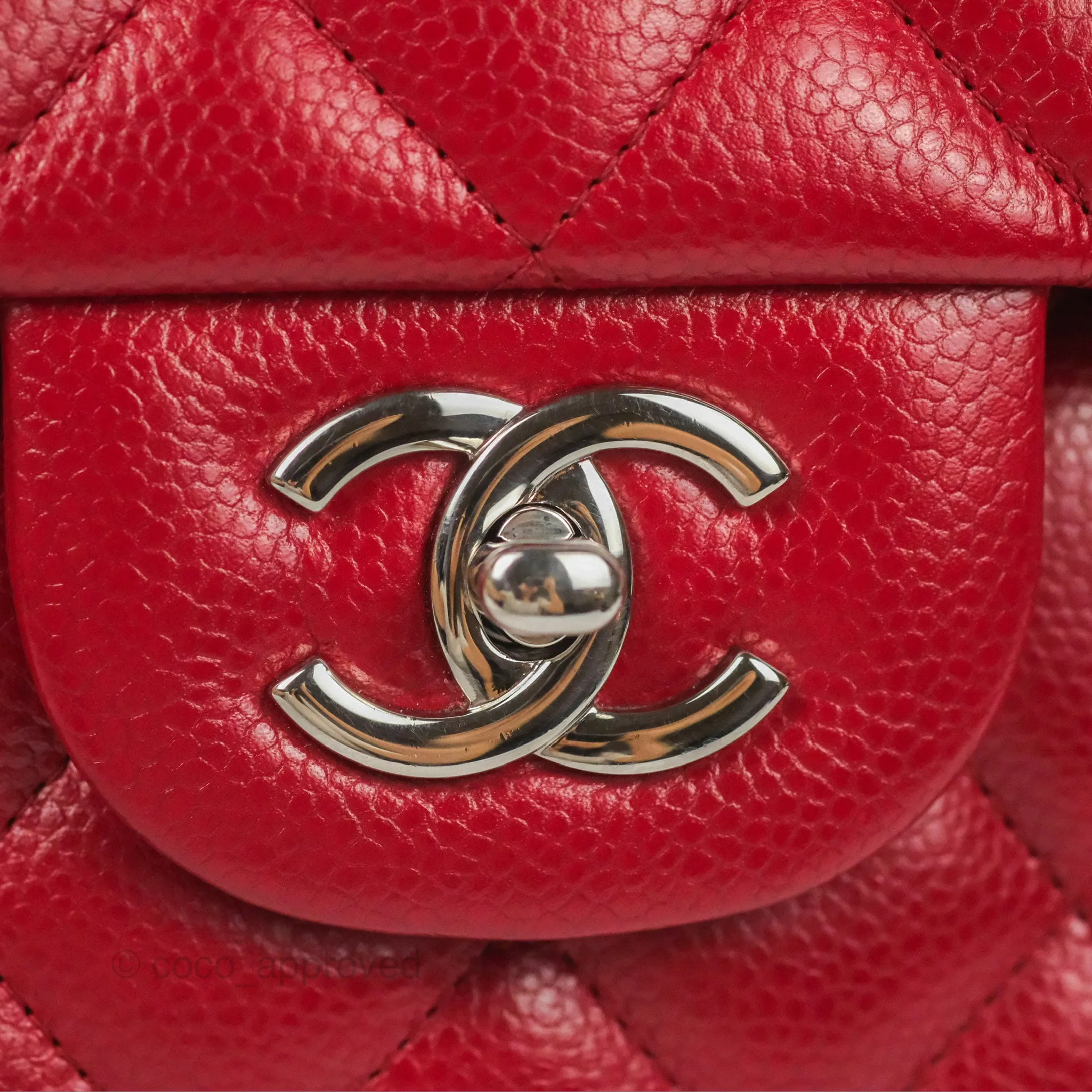 Chanel Jumbo Double Flap Red Caviar Silver Hardware⁣⁣