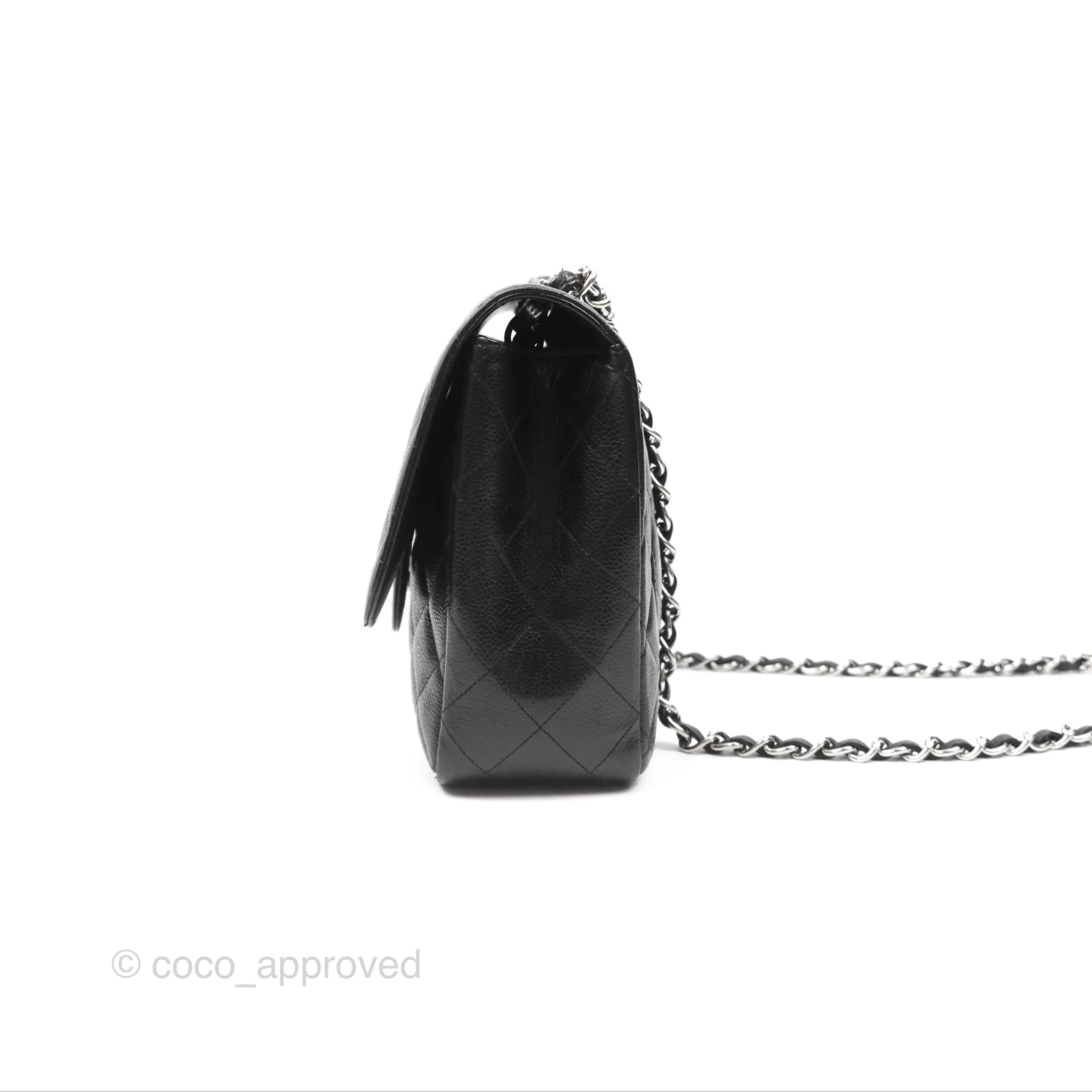 Chanel Jumbo Single Flap Black Caviar Silver Hardware⁣⁣