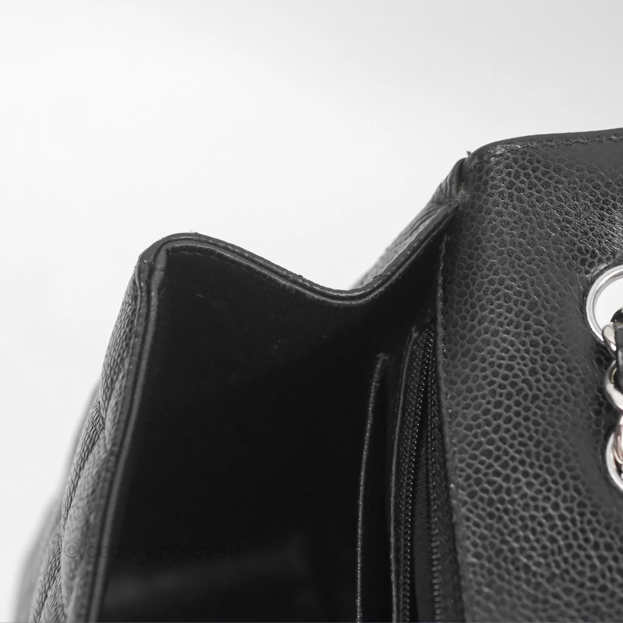 Chanel Jumbo Single Flap Black Caviar Silver Hardware⁣⁣