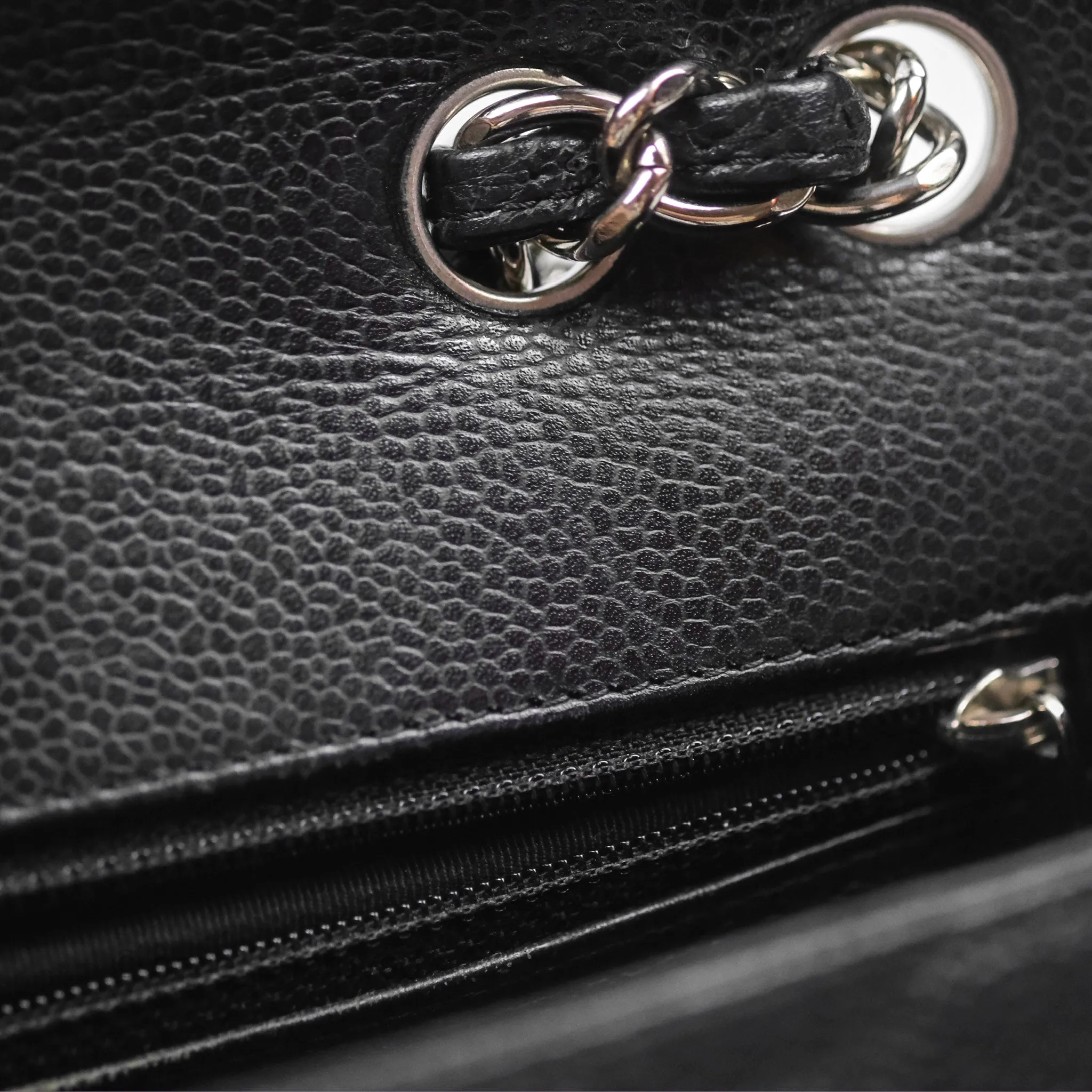 Chanel Jumbo Single Flap Black Caviar Silver Hardware⁣⁣