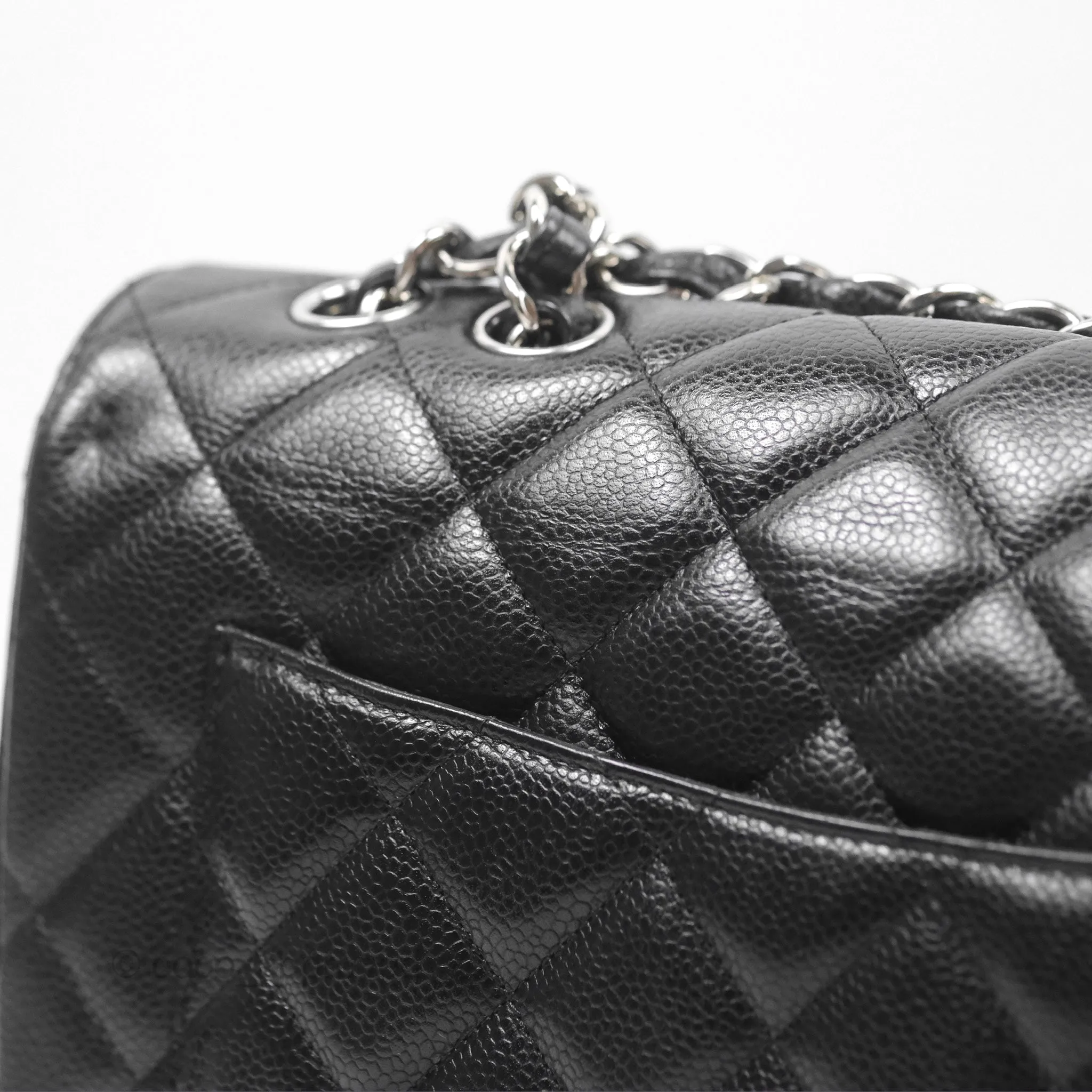 Chanel Jumbo Single Flap Black Caviar Silver Hardware⁣⁣