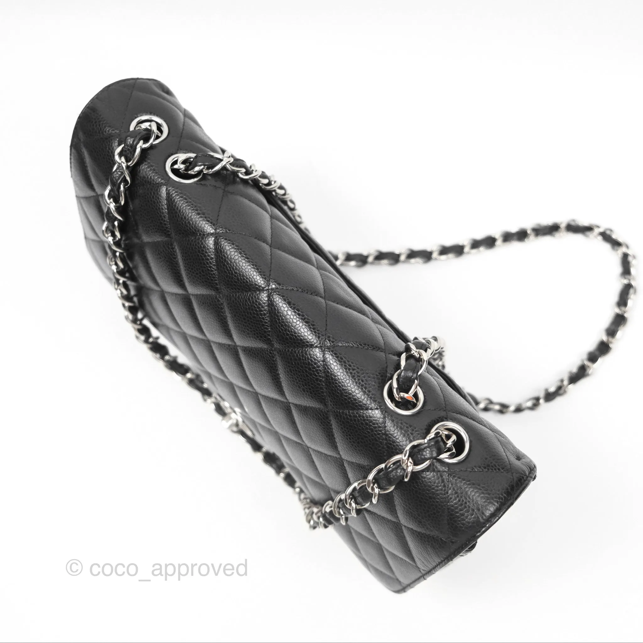 Chanel Jumbo Single Flap Black Caviar Silver Hardware⁣⁣