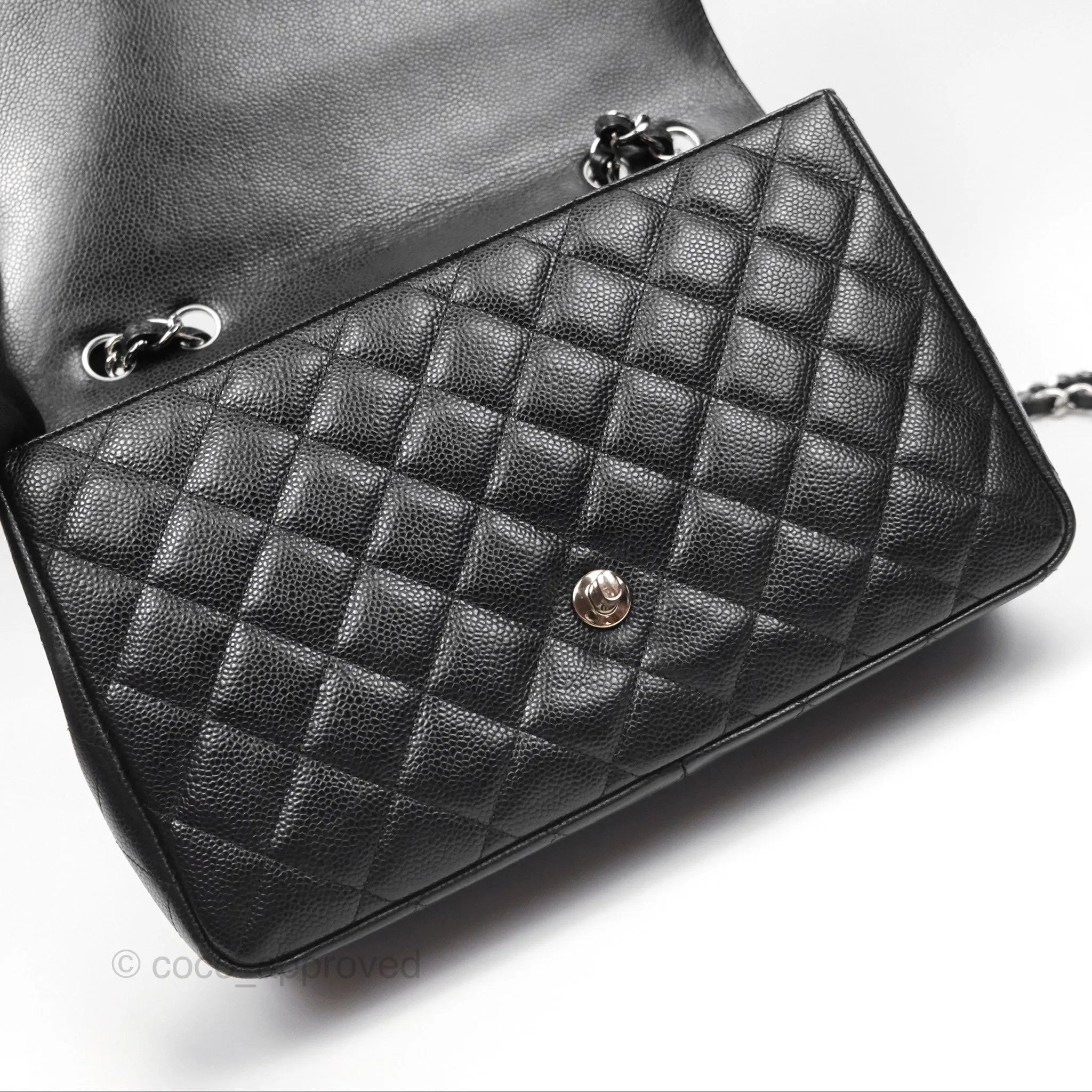 Chanel Jumbo Single Flap Black Caviar Silver Hardware⁣⁣